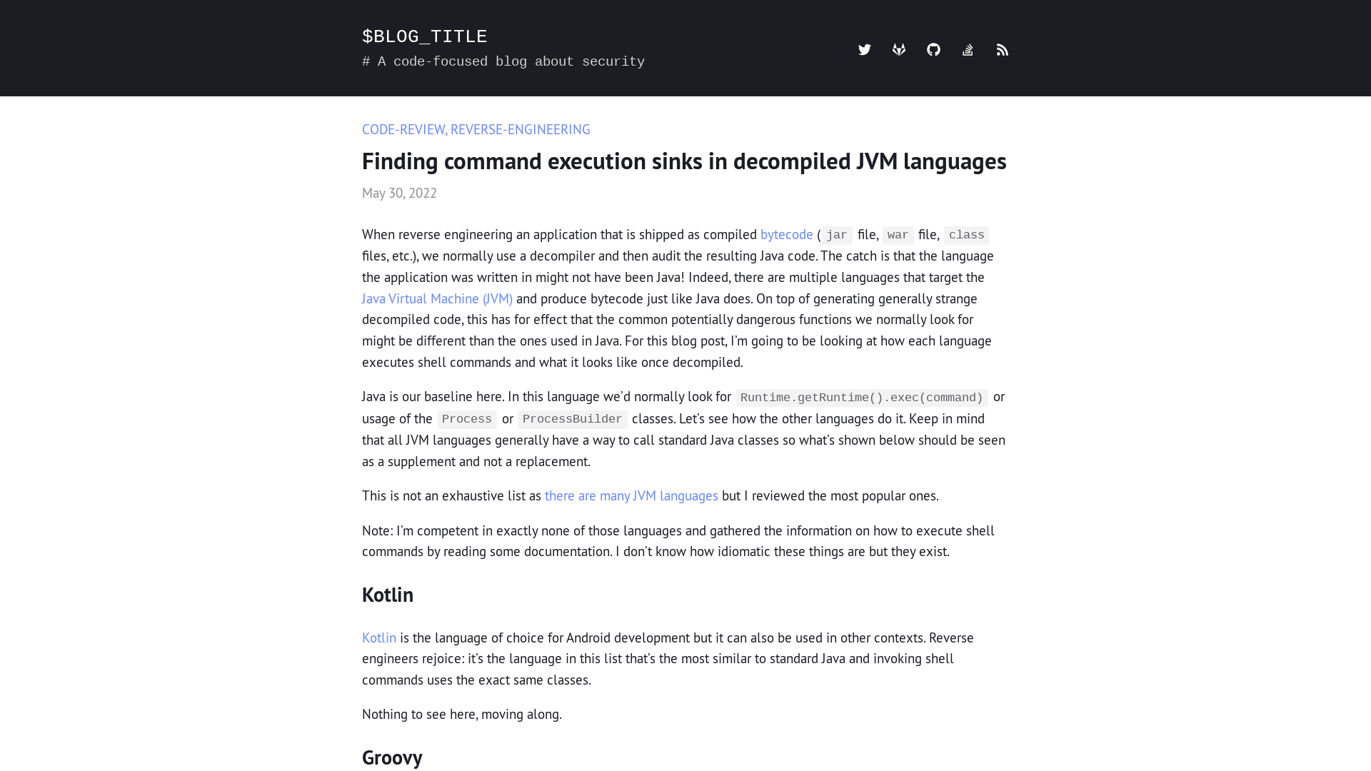 Finding command execution sinks in decompiled JVM languages | $BLOG_TITLE