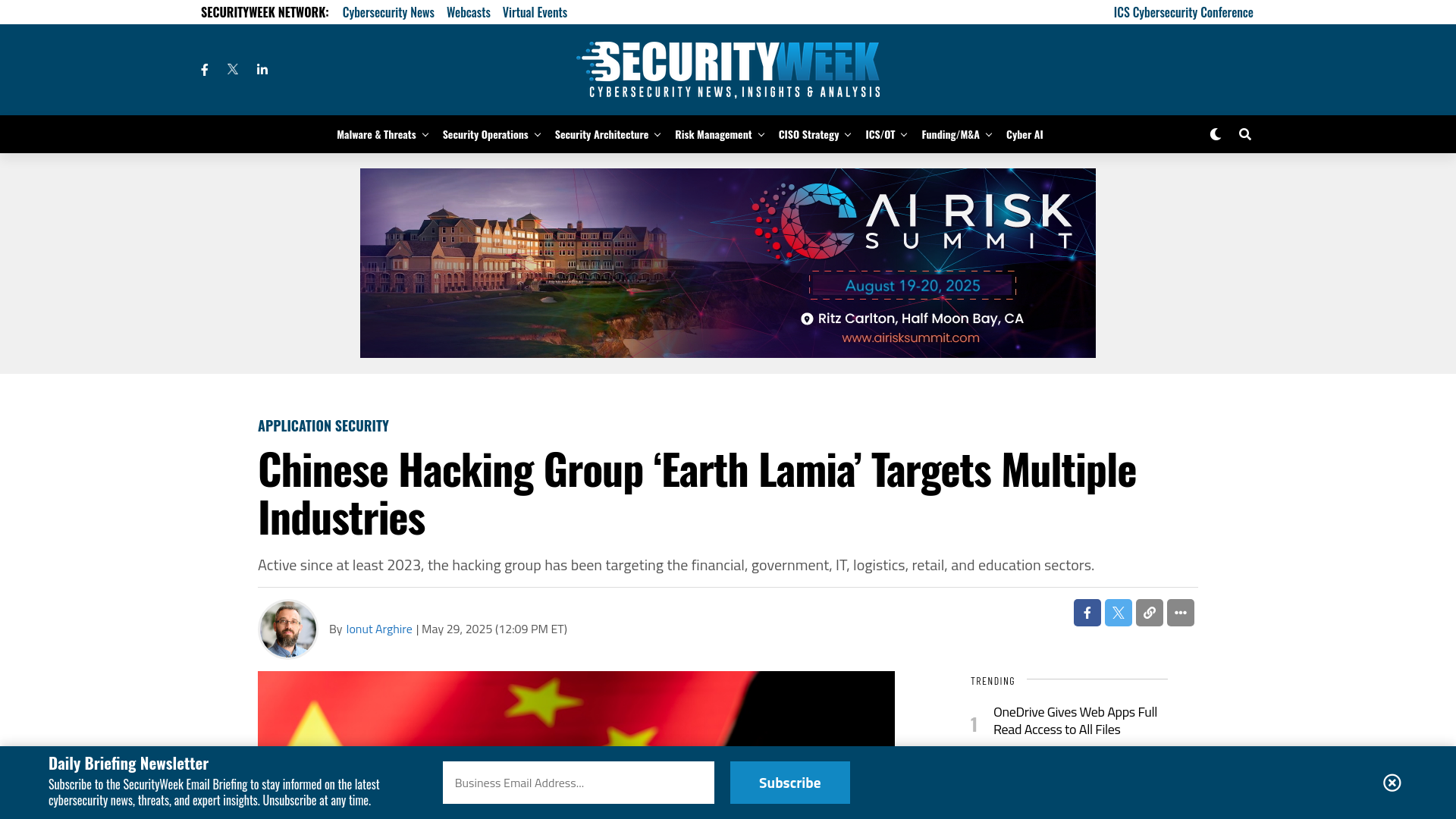 Chinese Hacking Group 'Earth Lamia' Targets Multiple Industries - SecurityWeek