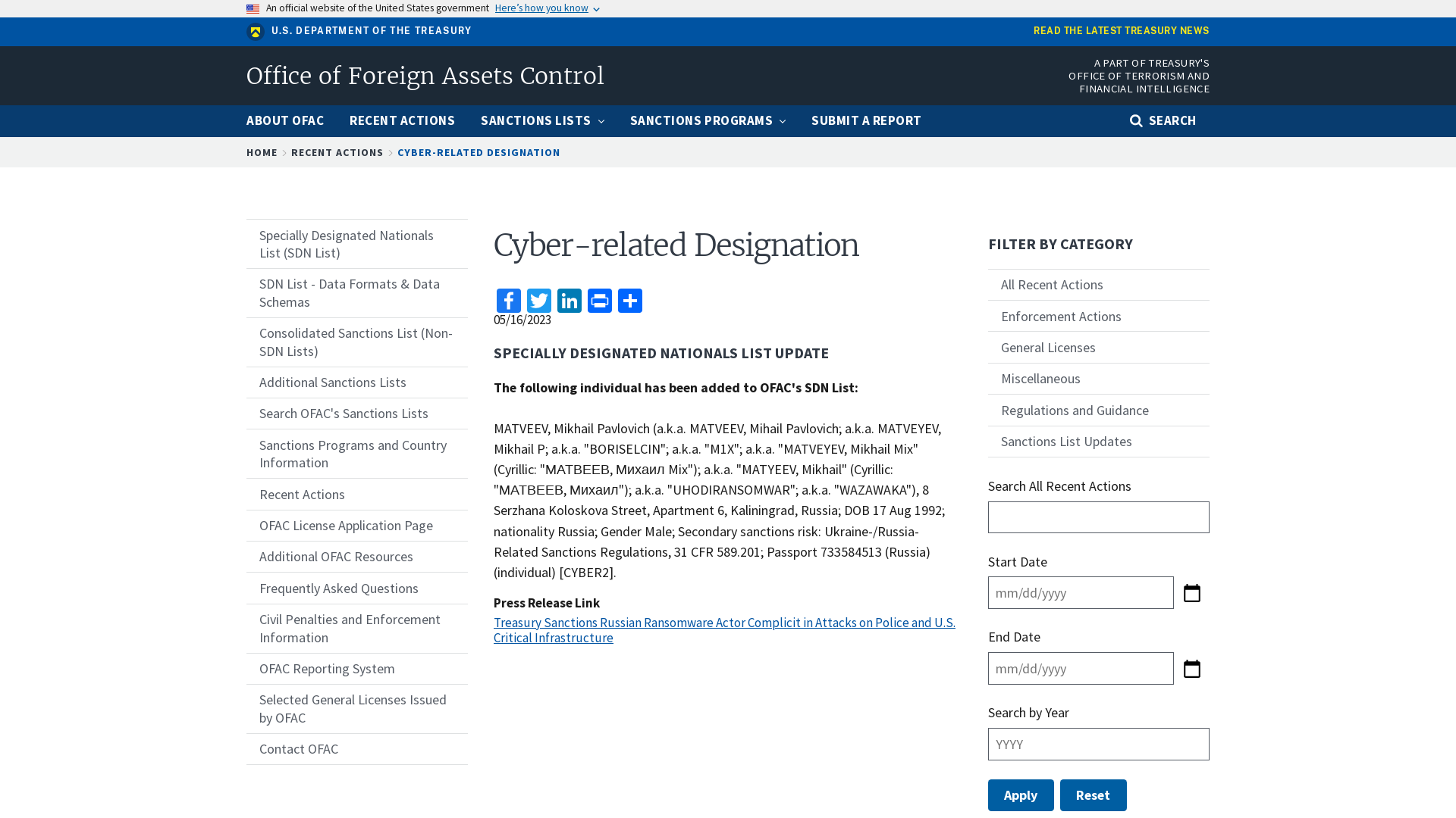 Cyber-related Designation | Office of Foreign Assets Control