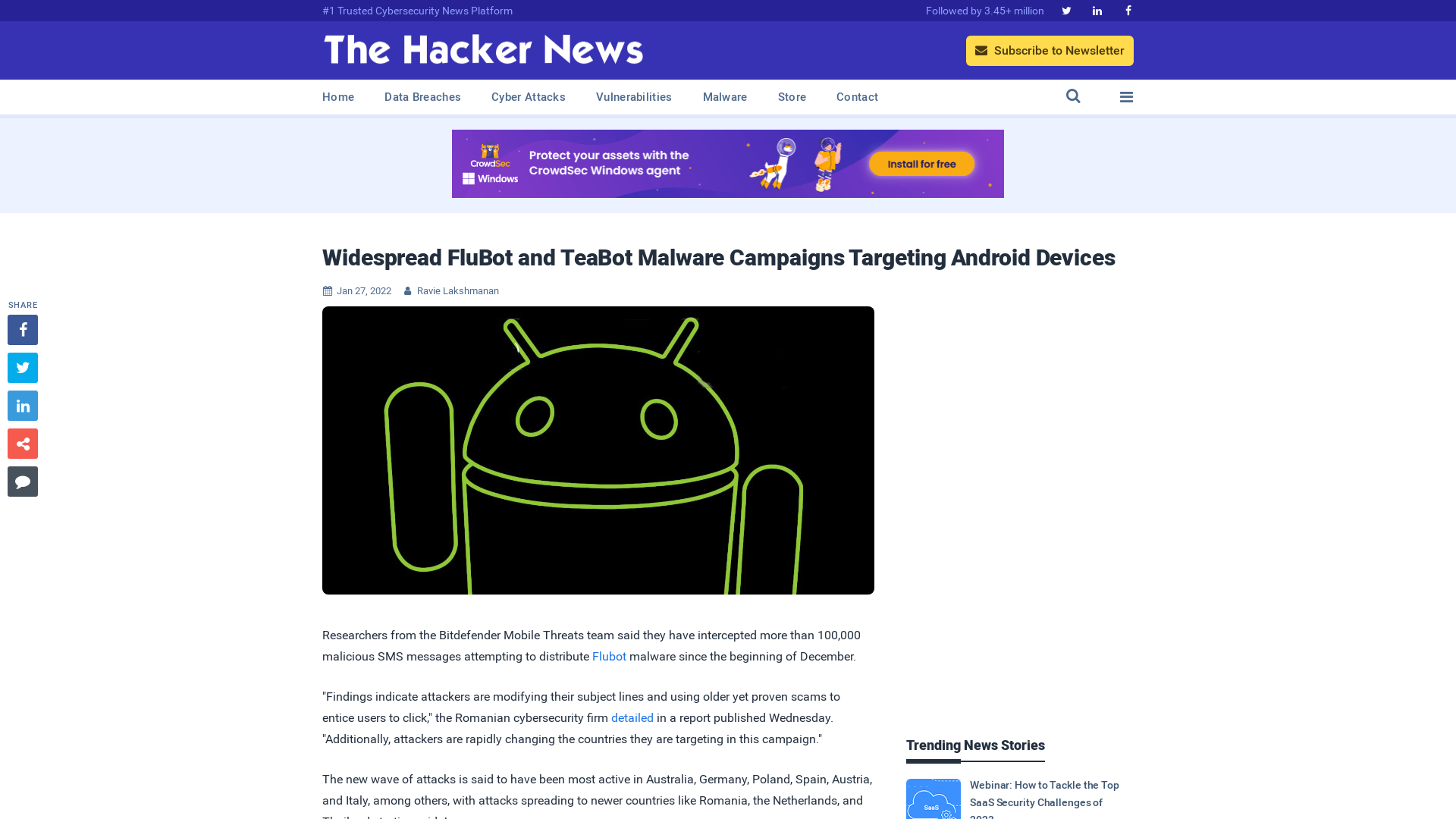 Widespread FluBot and TeaBot Malware Campaigns Targeting Android Devices