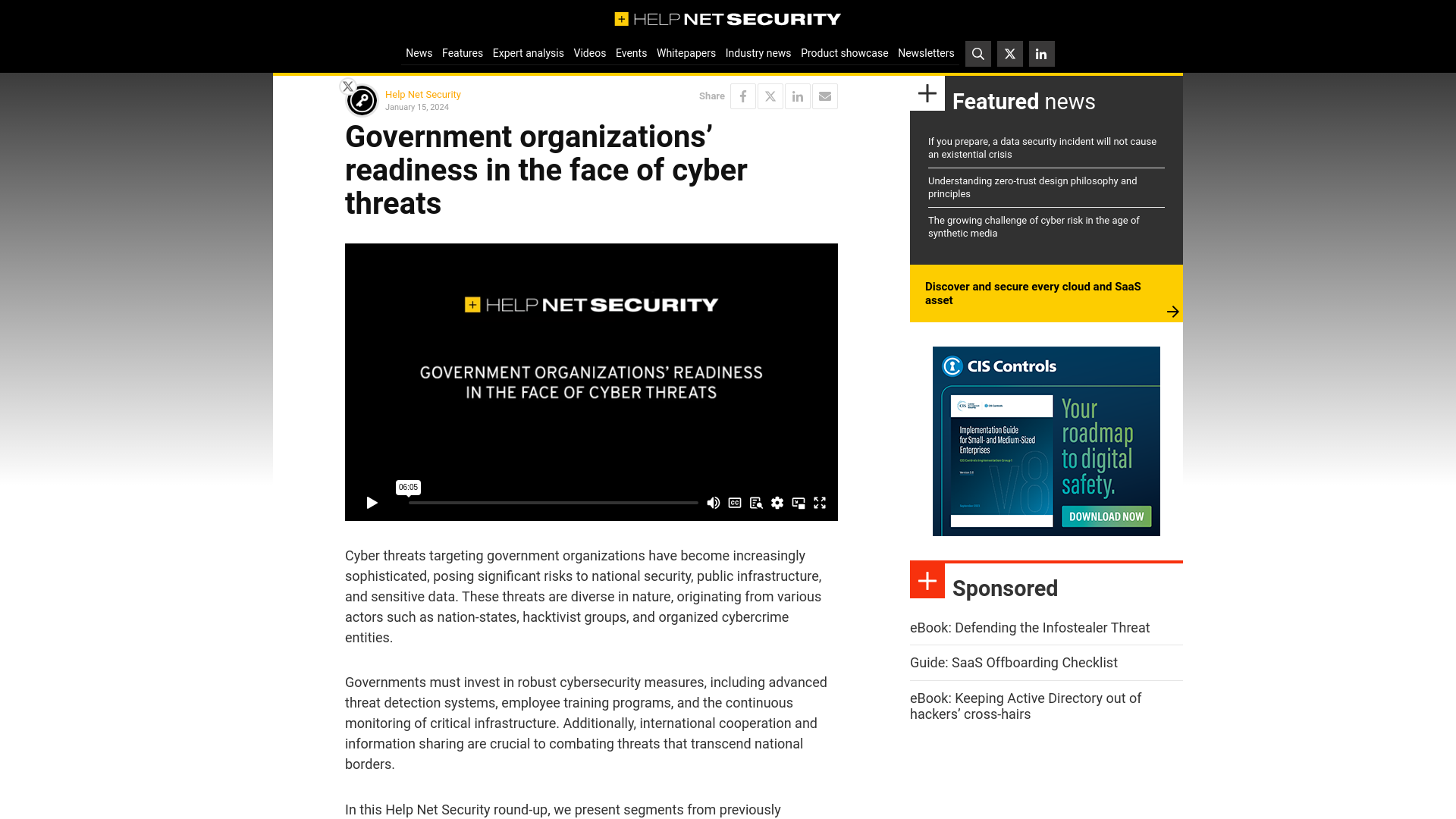 Government organizations' readiness in the face of cyber threats - Help Net Security