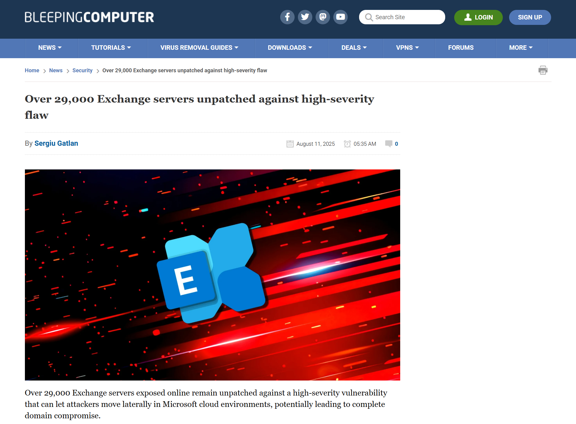 Over 29,000 Exchange servers unpatched against high-severity flaw