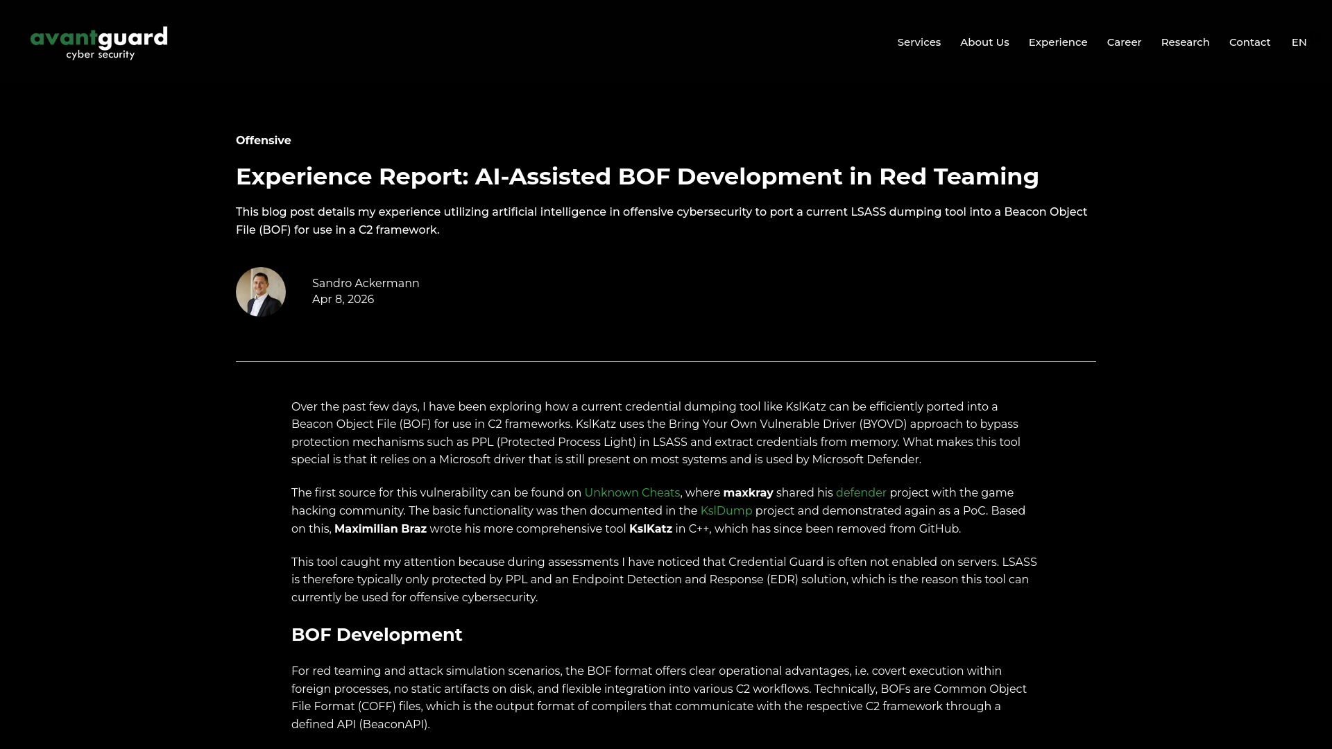 Experience Report: AI-Assisted BOF Development in Red Teaming