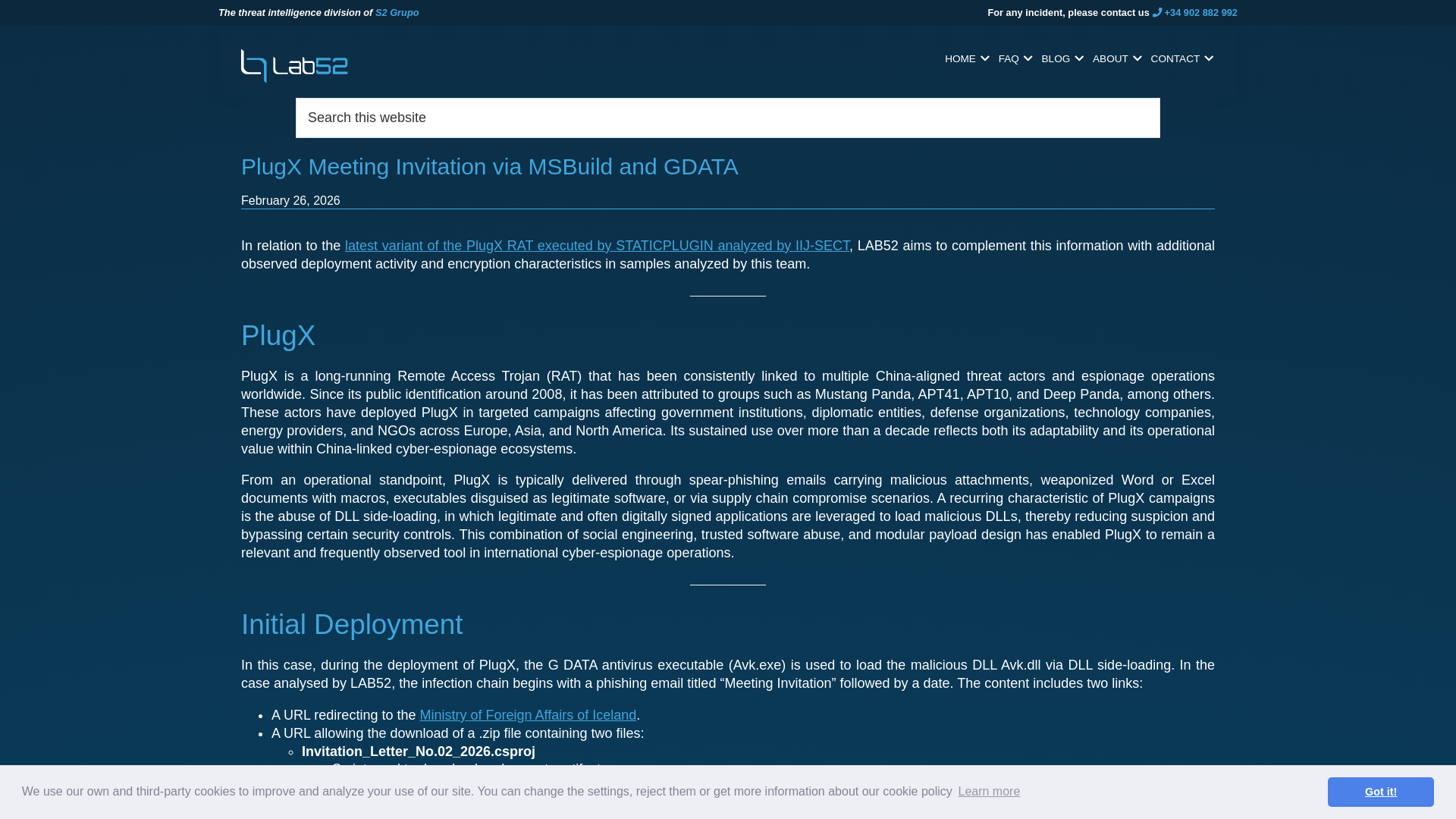 PlugX Meeting Invitation via MSBuild and GDATA