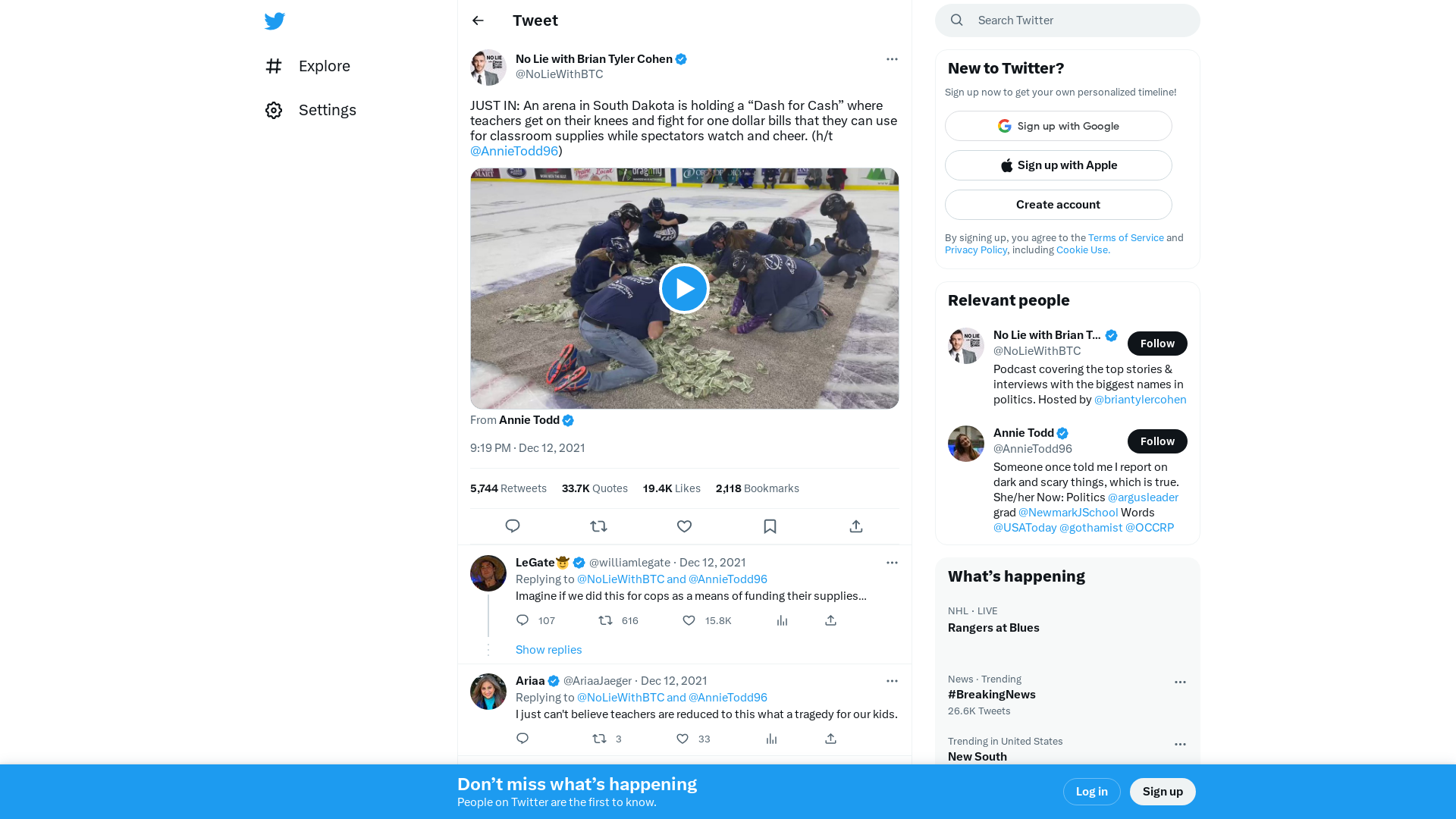 No Lie with Brian Tyler Cohen on Twitter: "JUST IN: An arena in South Dakota is holding a “Dash for Cash” where teachers get on their knees and fight for one dollar bills that they can use for classroom supplies while spectators watch and cheer. (h/t @AnnieTodd96) https://t.co/jIht84Ls9W" / Twitter