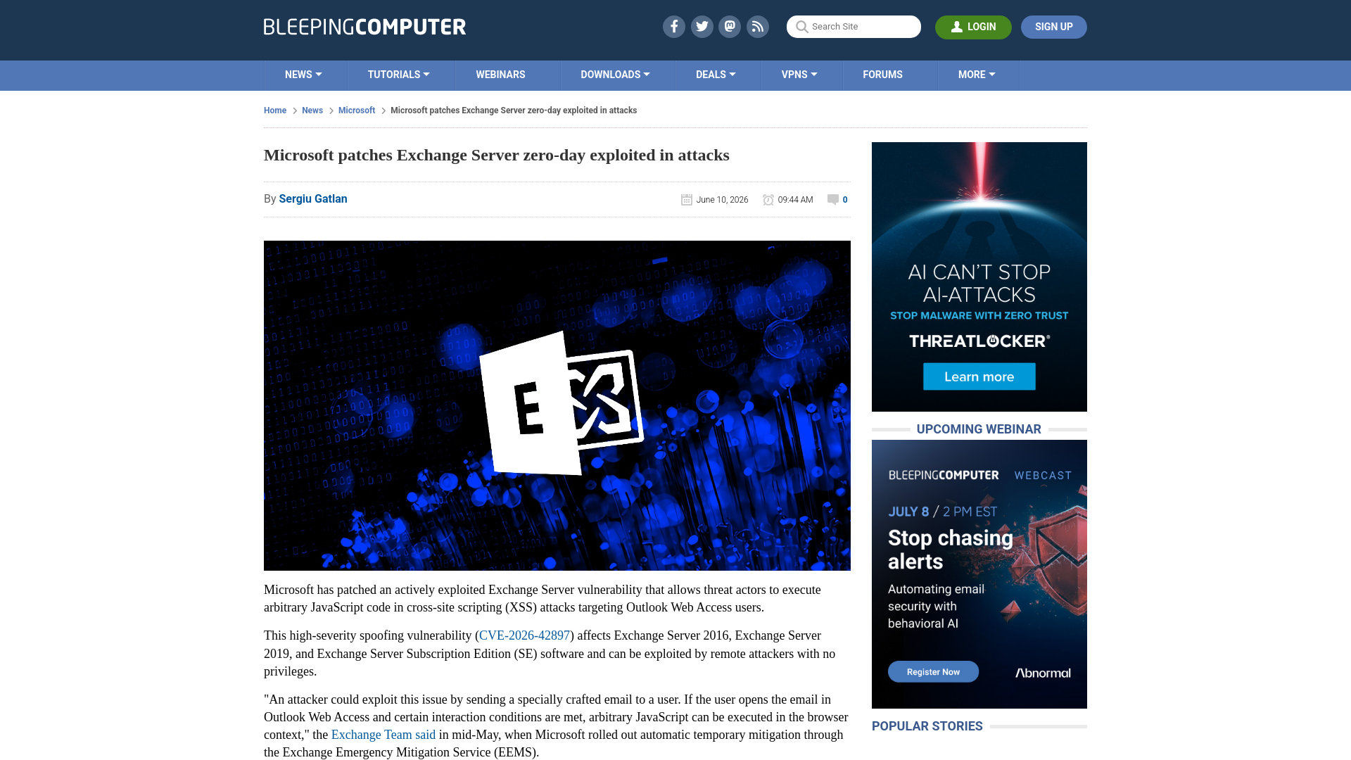 Microsoft patches Exchange Server zero-day exploited in attacks