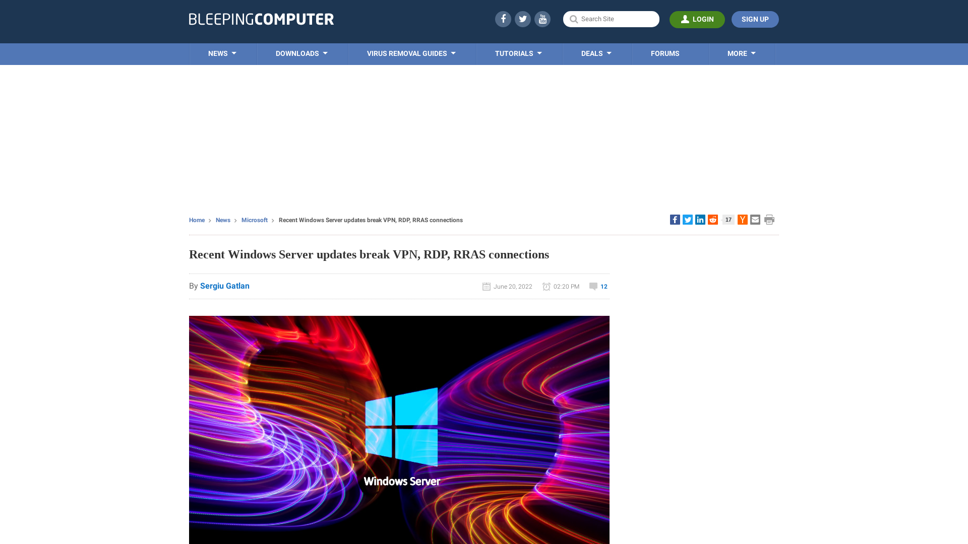 Recent Windows Server updates break VPN, RDP, RRAS connections
