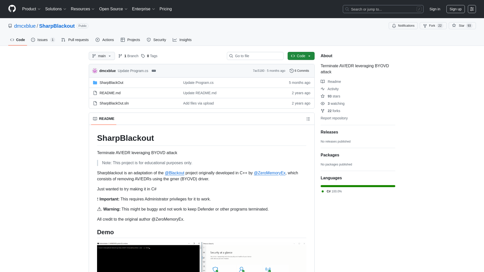 GitHub - dmcxblue/SharpBlackout: Terminate AV/EDR leveraging BYOVD attack