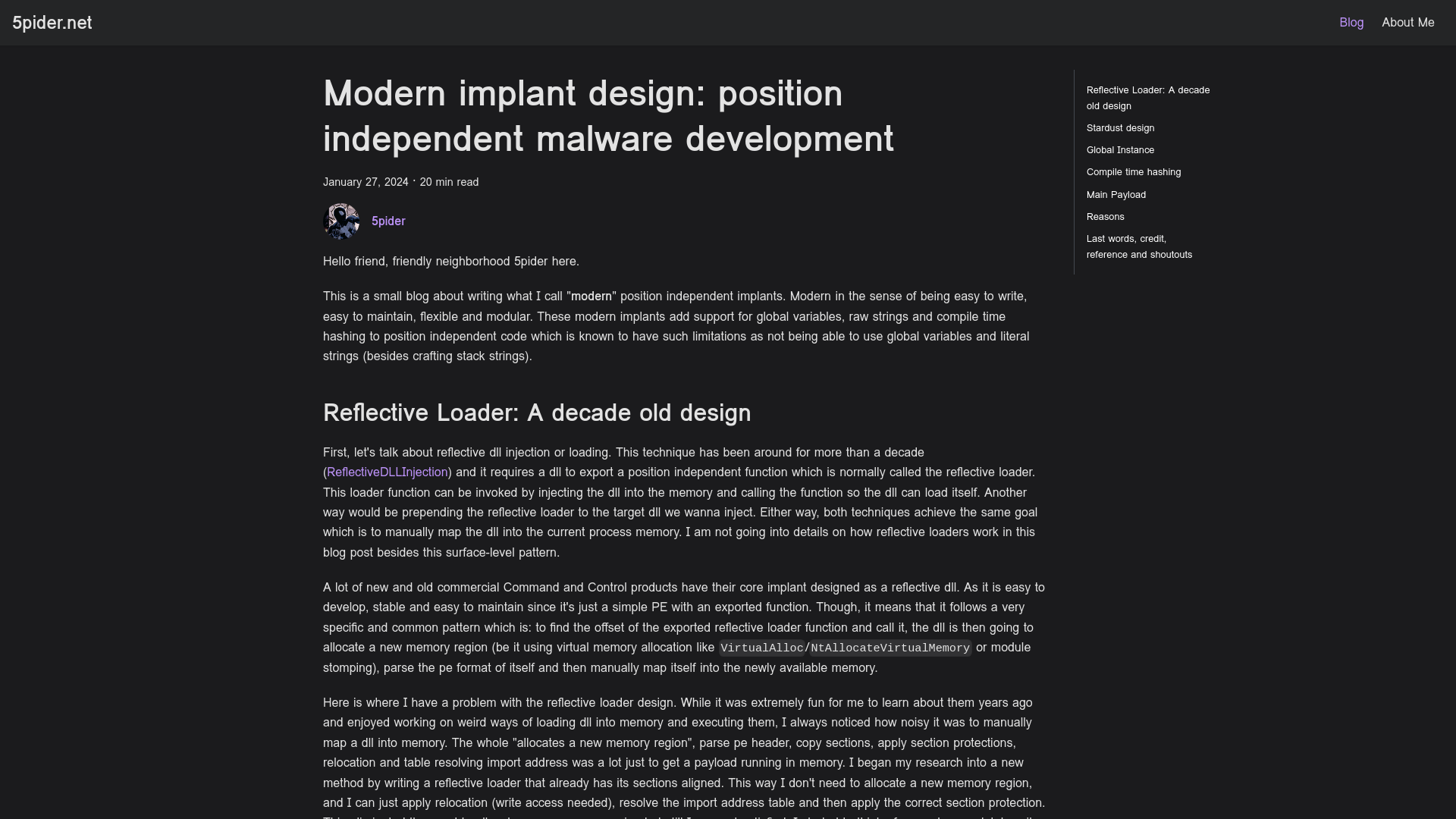 Modern implant design: position independent malware development | 5pider.net