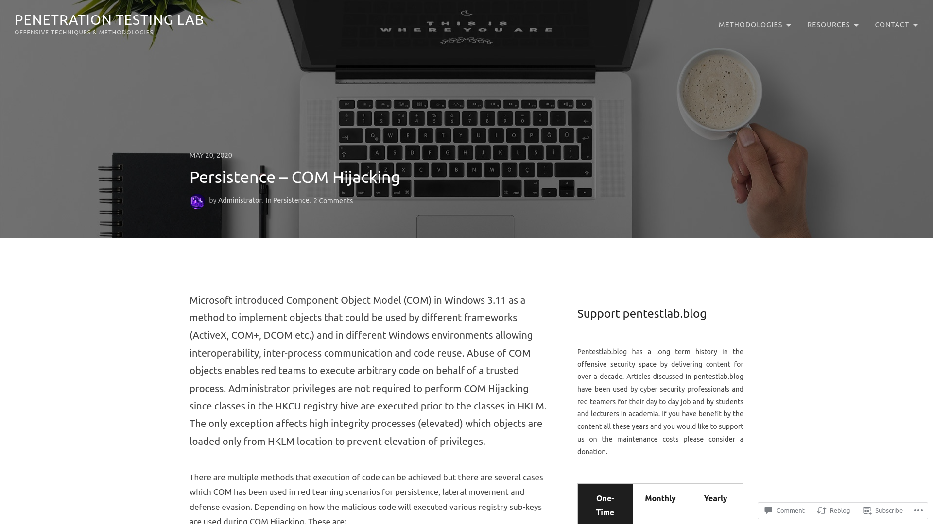 Persistence – COM Hijacking – Penetration Testing Lab