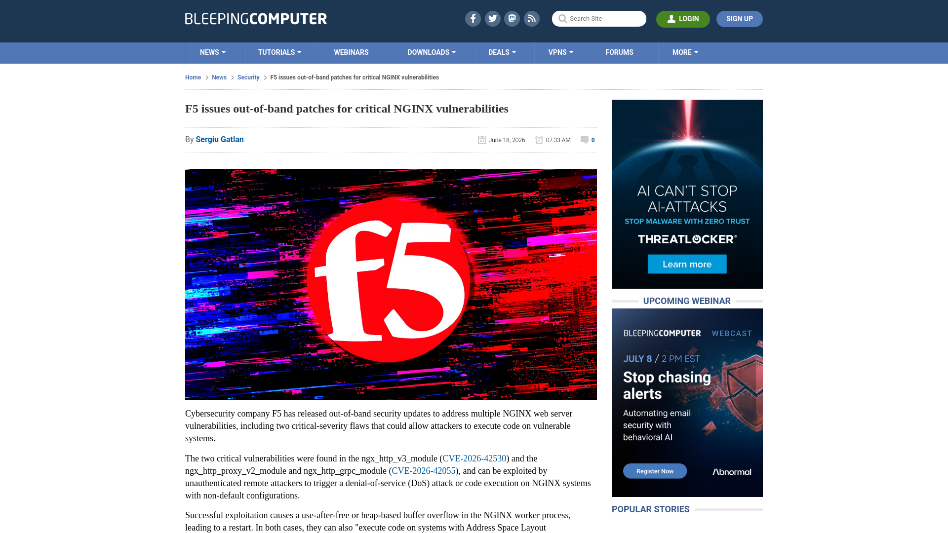 F5 issues out-of-band patches for critical NGINX vulnerabilities
