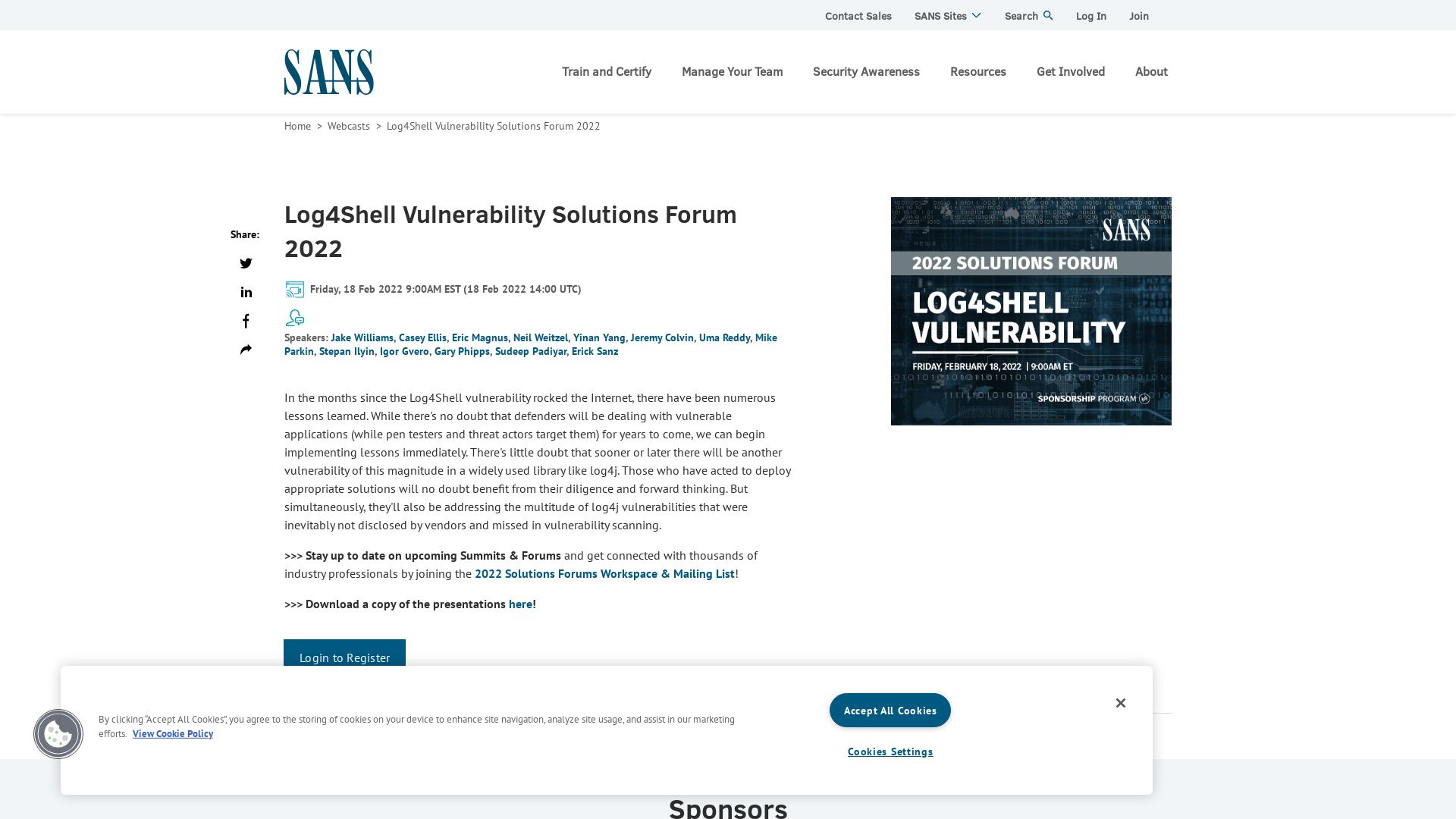 Log4Shell Vulnerability Solutions Forum 2022 | SANS Institute