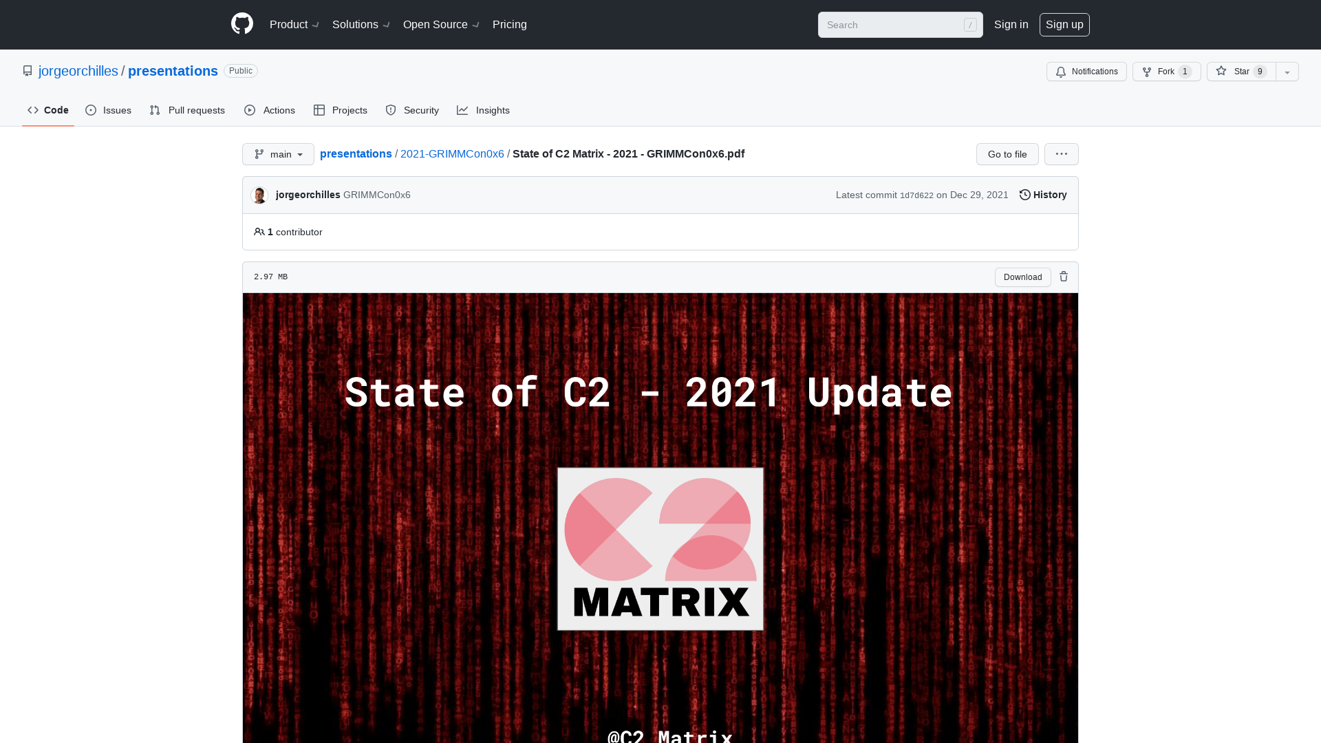 presentations/State of C2 Matrix - 2021 - GRIMMCon0x6.pdf at main · jorgeorchilles/presentations · GitHub