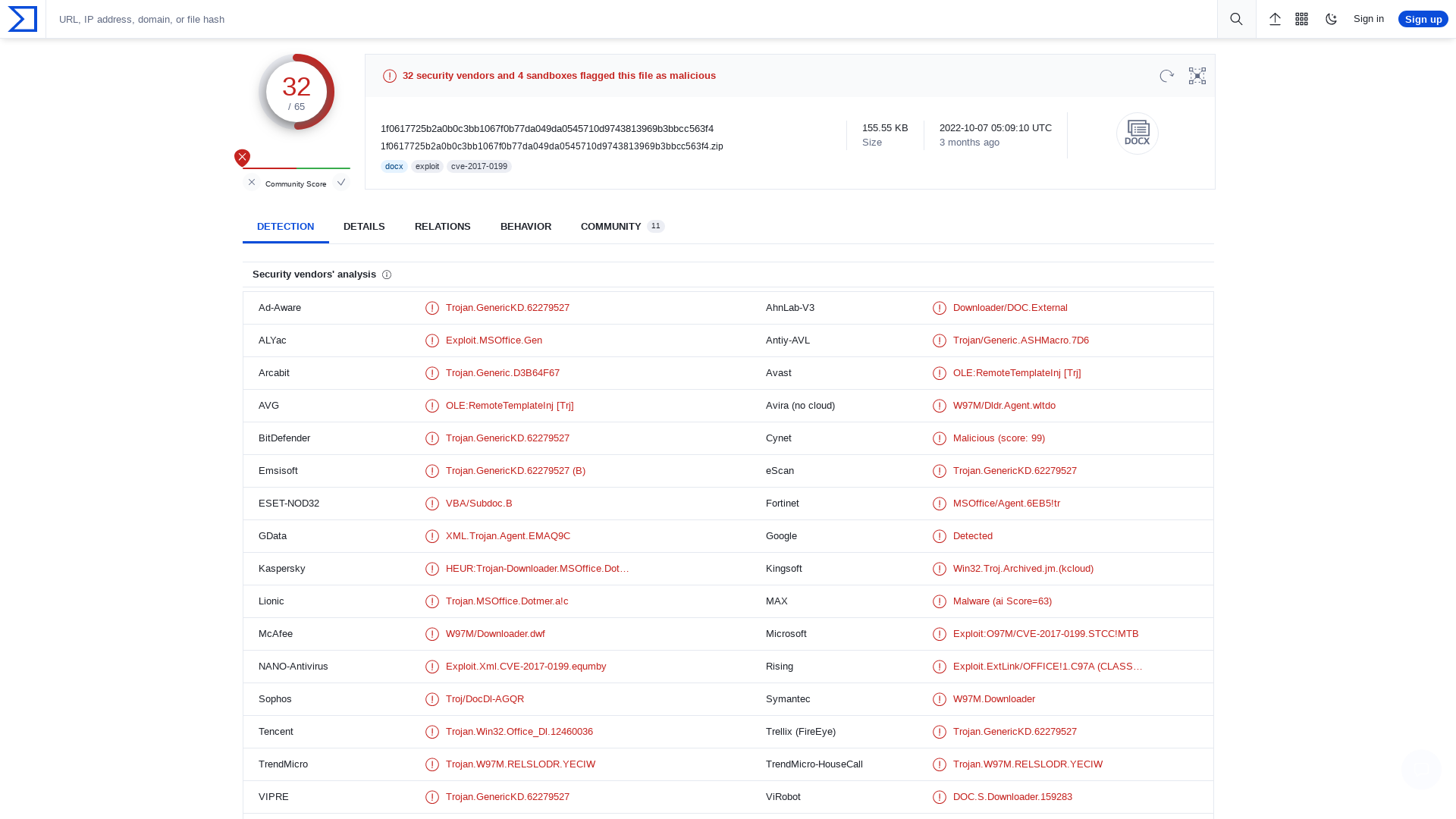 VirusTotal - File - 1f0617725b2a0b0c3bb1067f0b77da049da0545710d9743813969b3bbcc563f4
