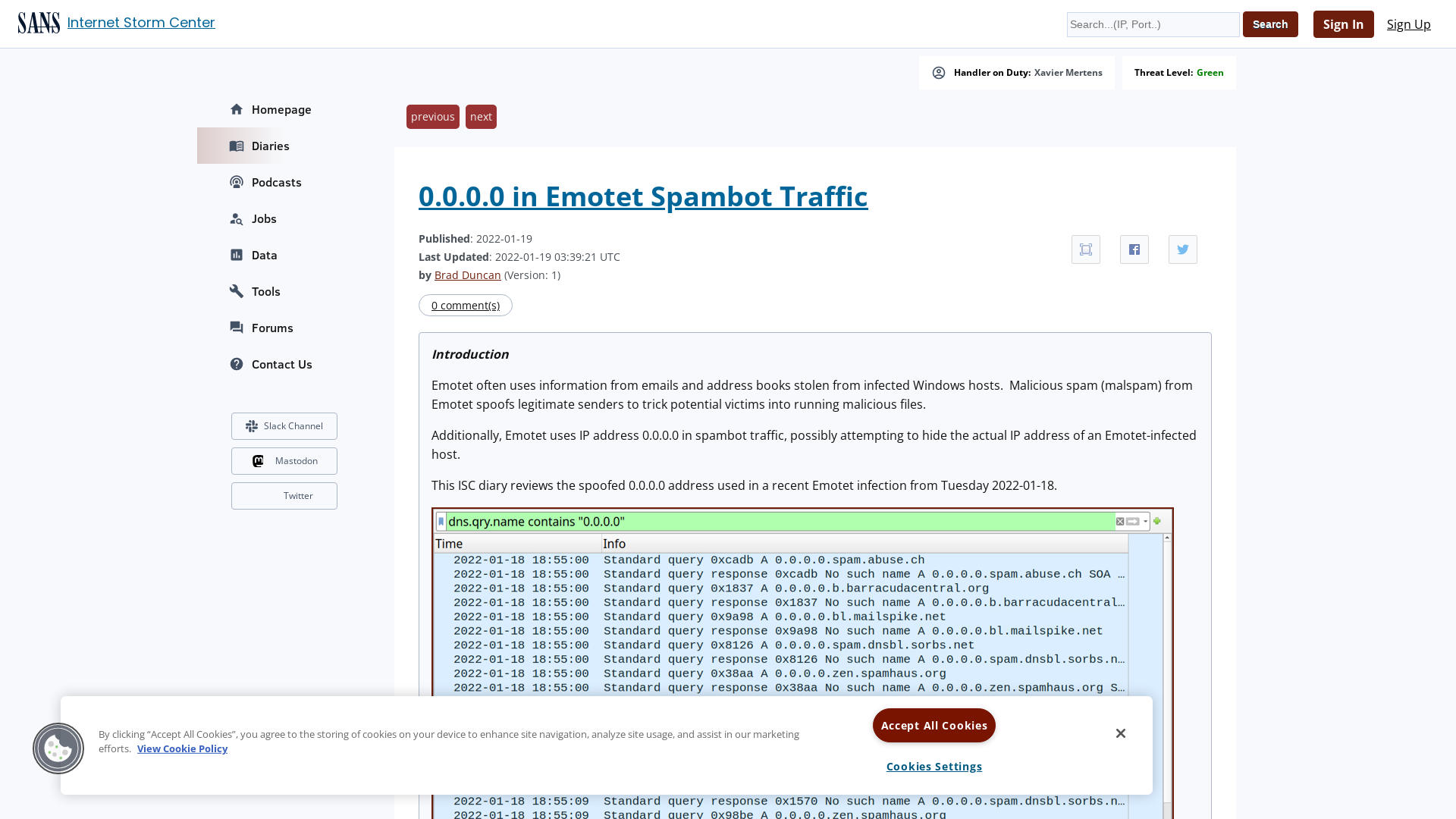InfoSec Handlers Diary Blog - SANS Internet Storm Center