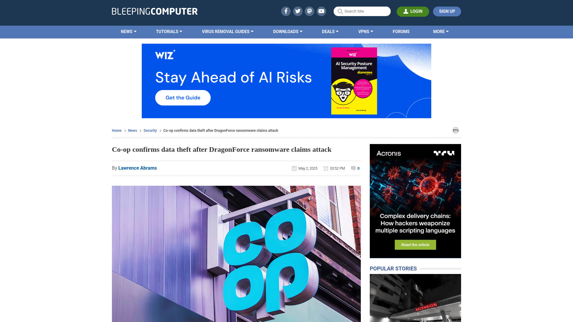 Co-op confirms data theft after DragonForce ransomware claims attack