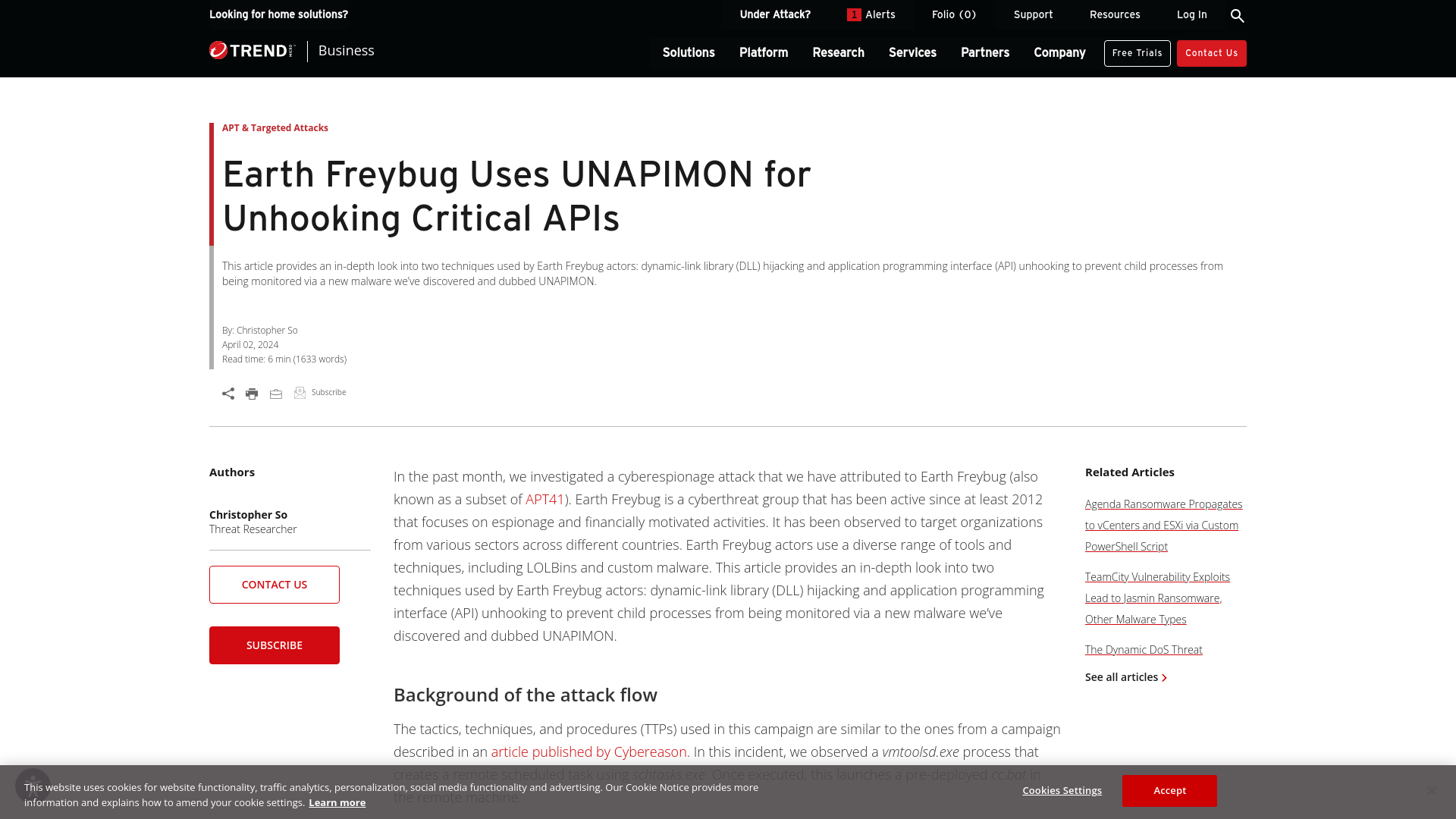 Earth Freybug Uses UNAPIMON for Unhooking Critical APIs | Trend Micro (US)