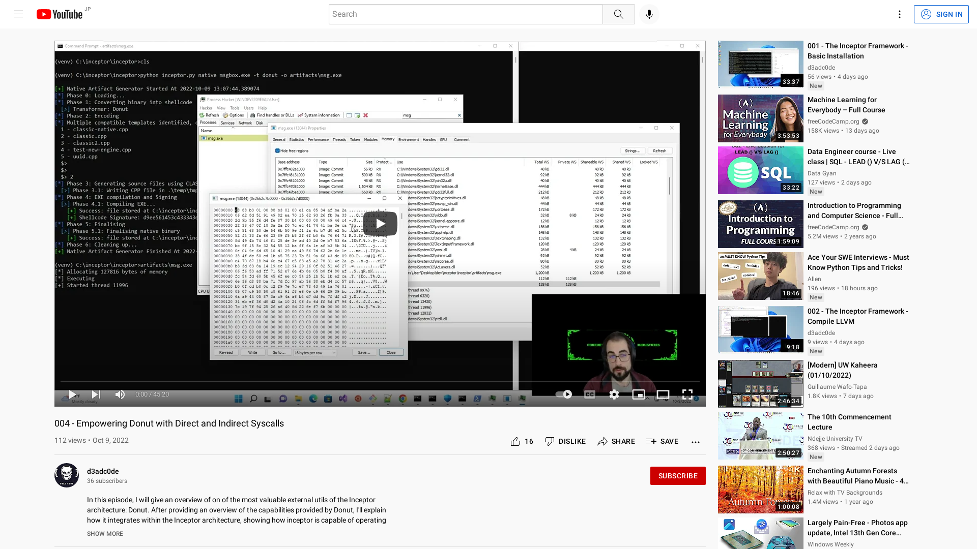 004 - Empowering Donut with Direct and Indirect Syscalls - YouTube