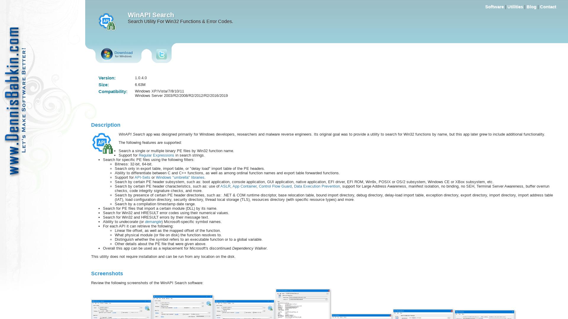 WinAPI Search - Search Utility For Win32 Functions & Error Codes - www.dennisbabkin.com