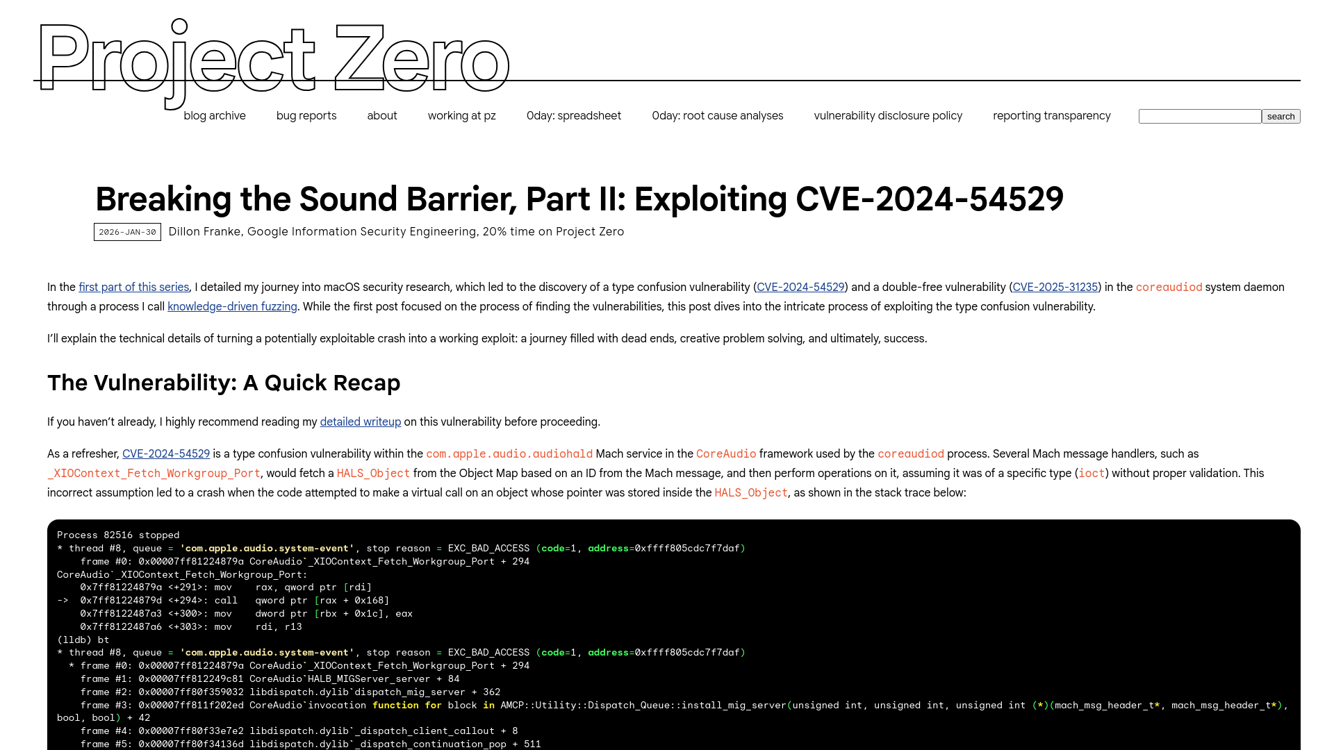 Breaking the Sound Barrier, Part II: Exploiting CVE-2024-54529 - Project Zero