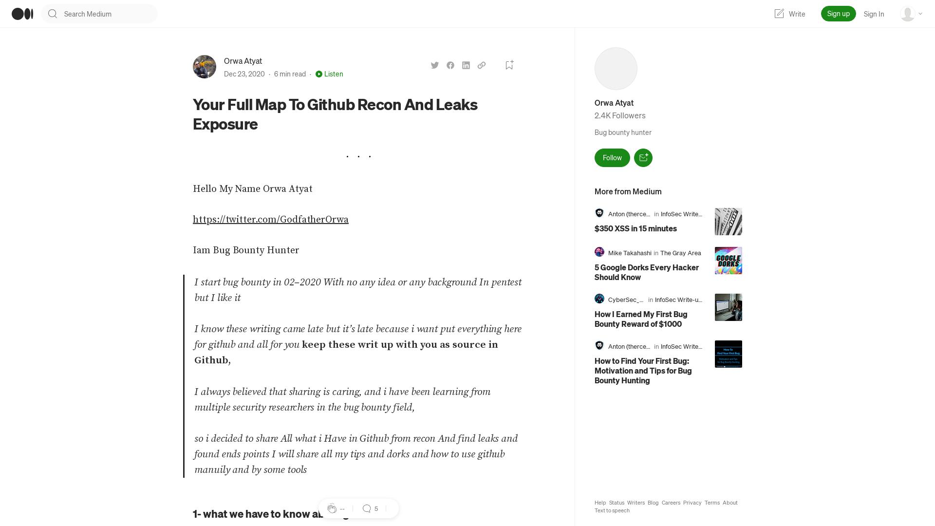 Your Full Map To Github Recon And Leaks Exposure | by Orwa Atyat | Medium