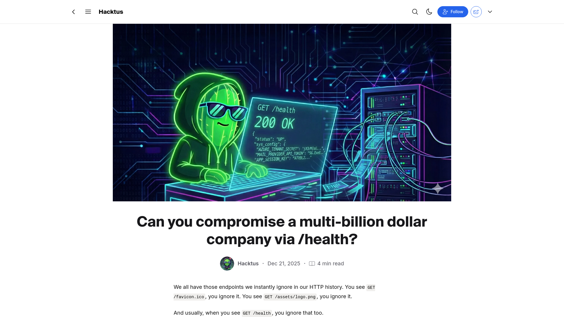 Can you compromise a multi-billion dollar company via /health?