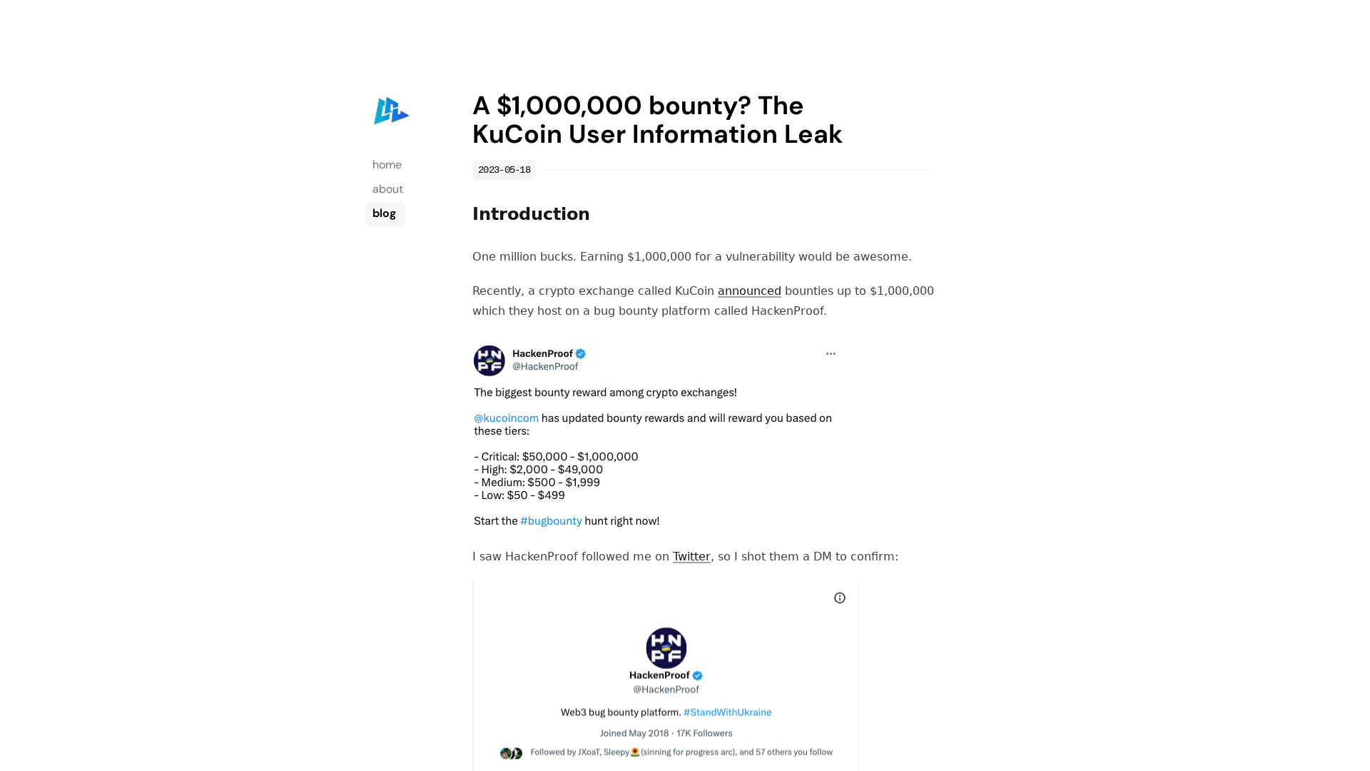 A $1,000,000 bounty? The KuCoin User Information Leak – Corben Leo