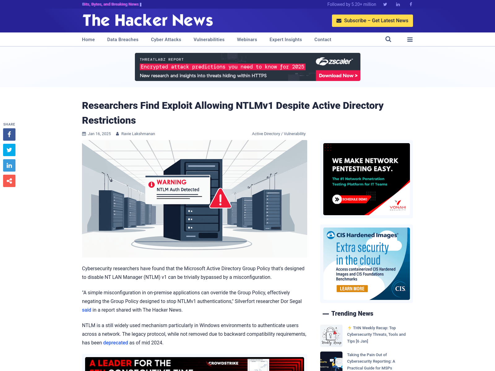 Researchers Find Exploit Allowing NTLMv1 Despite Active Directory Restrictions