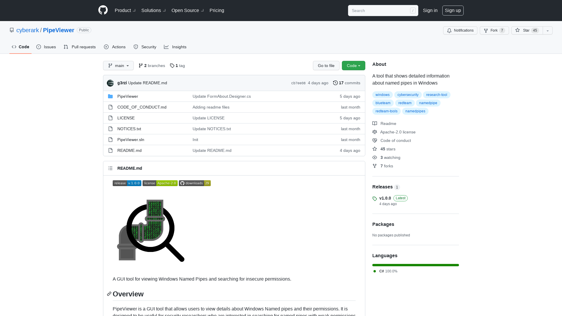 GitHub - cyberark/PipeViewer: A tool that shows detailed information about named pipes in Windows