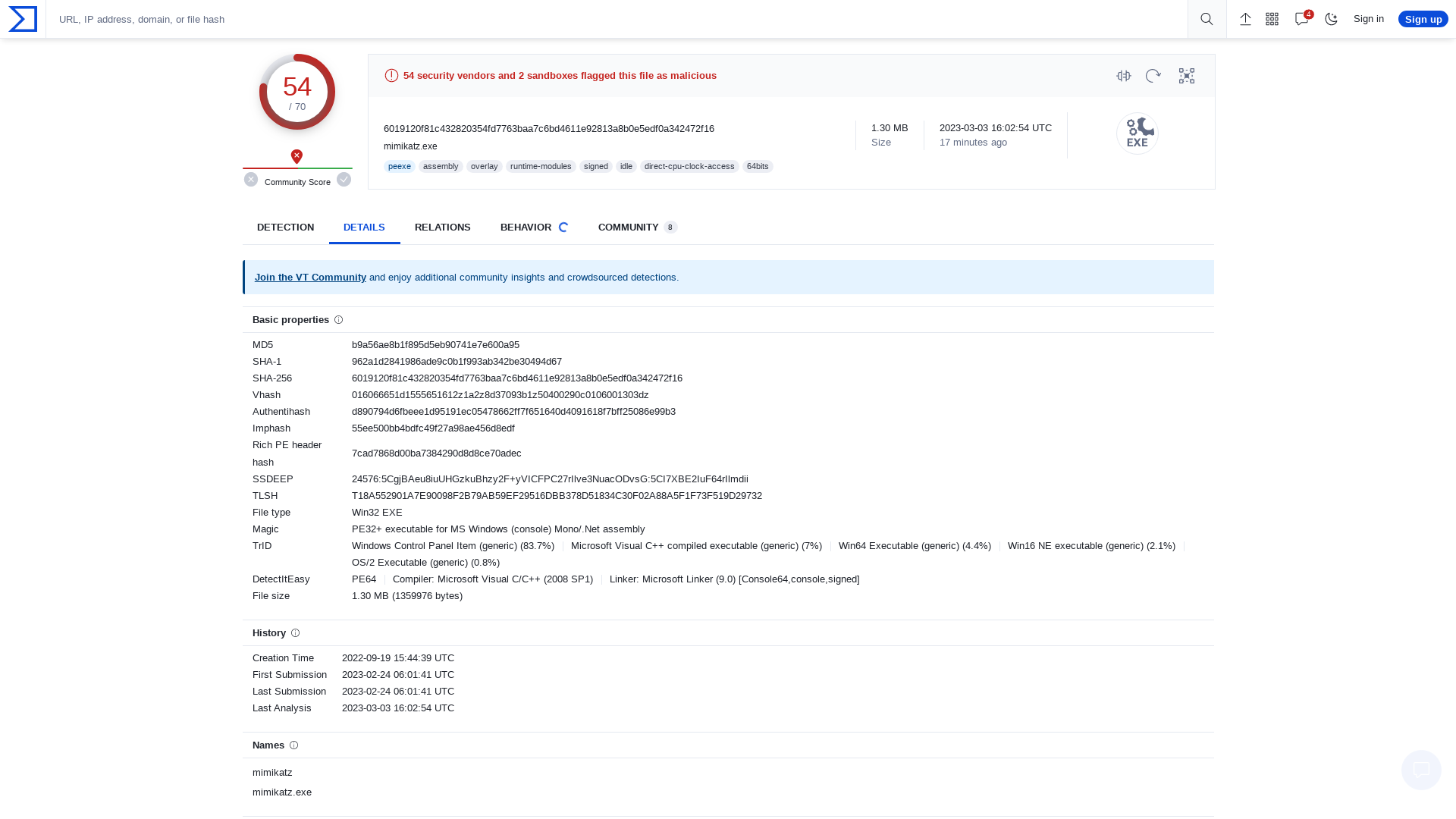 VirusTotal - File - 6019120f81c432820354fd7763baa7c6bd4611e92813a8b0e5edf0a342472f16