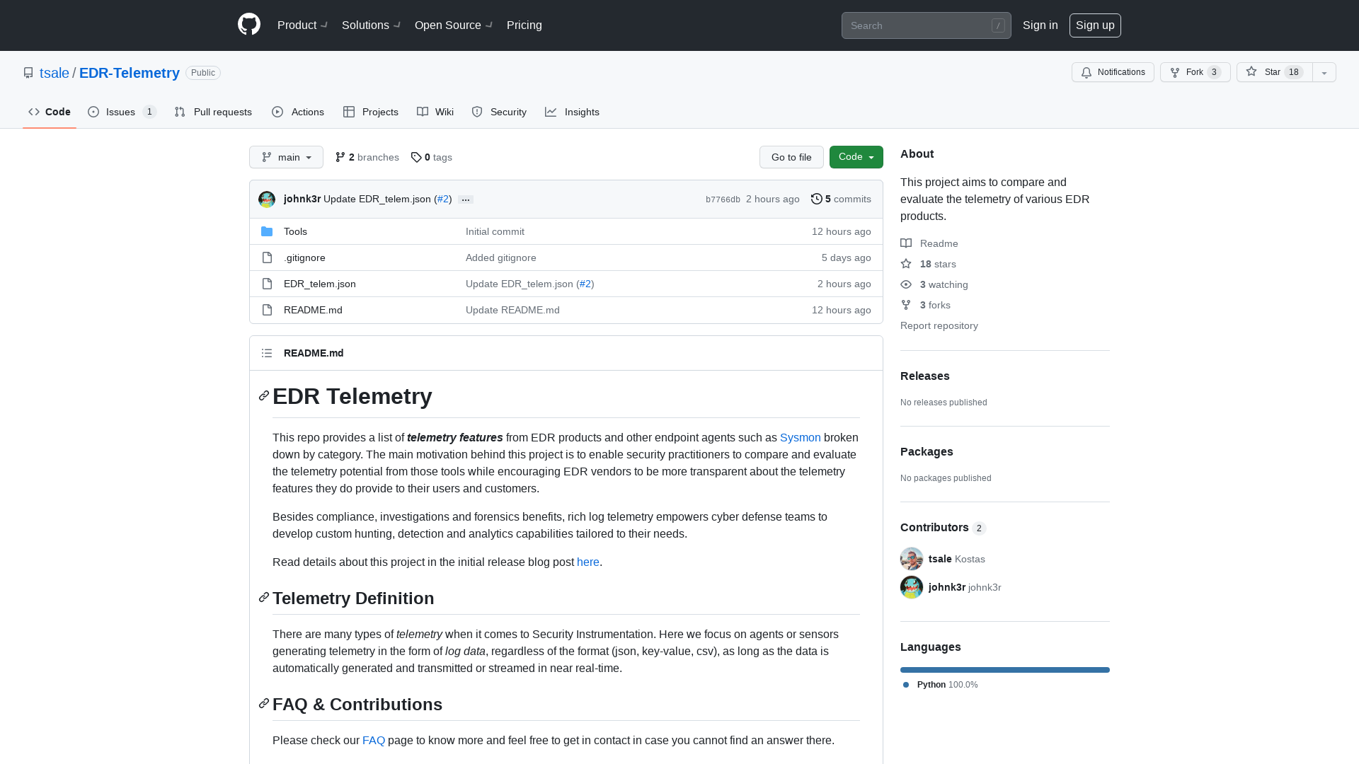 GitHub - tsale/EDR-Telemetry: This project aims to compare and evaluate the telemetry of various EDR products.