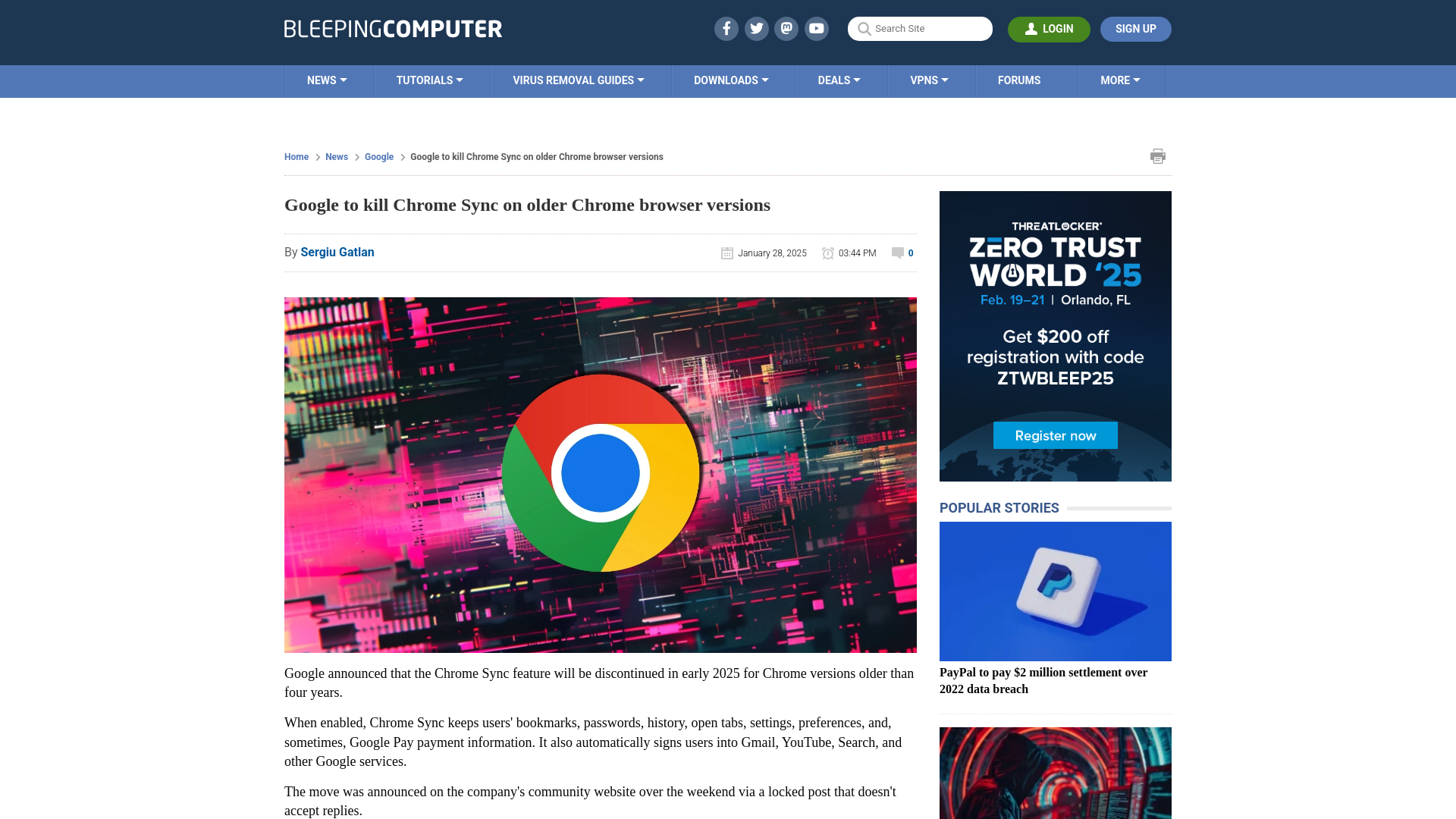 Google to kill Chrome Sync on older Chrome browser versions