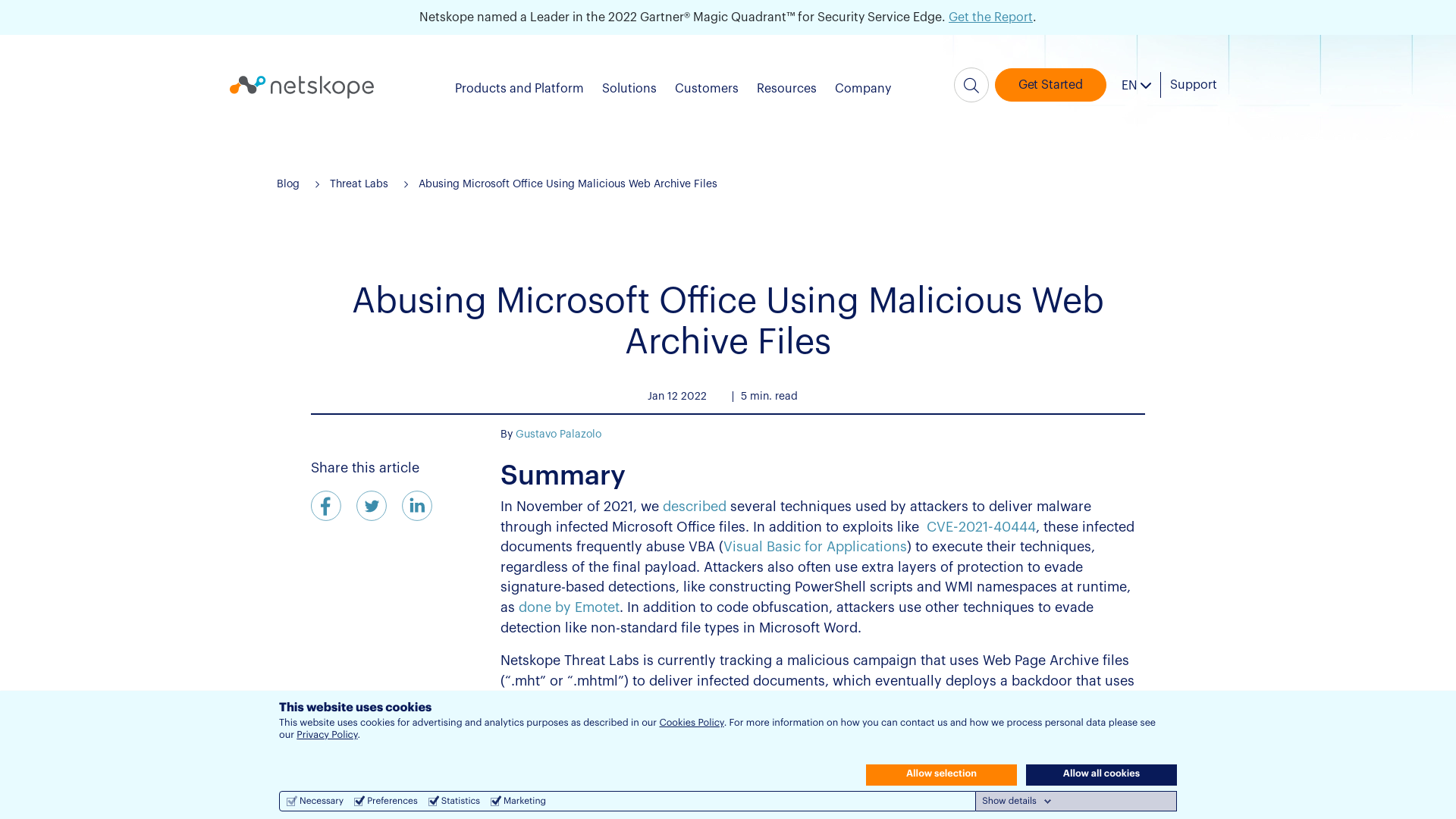 Abusing Microsoft Office Using Malicious Web Archive Files - Netskope