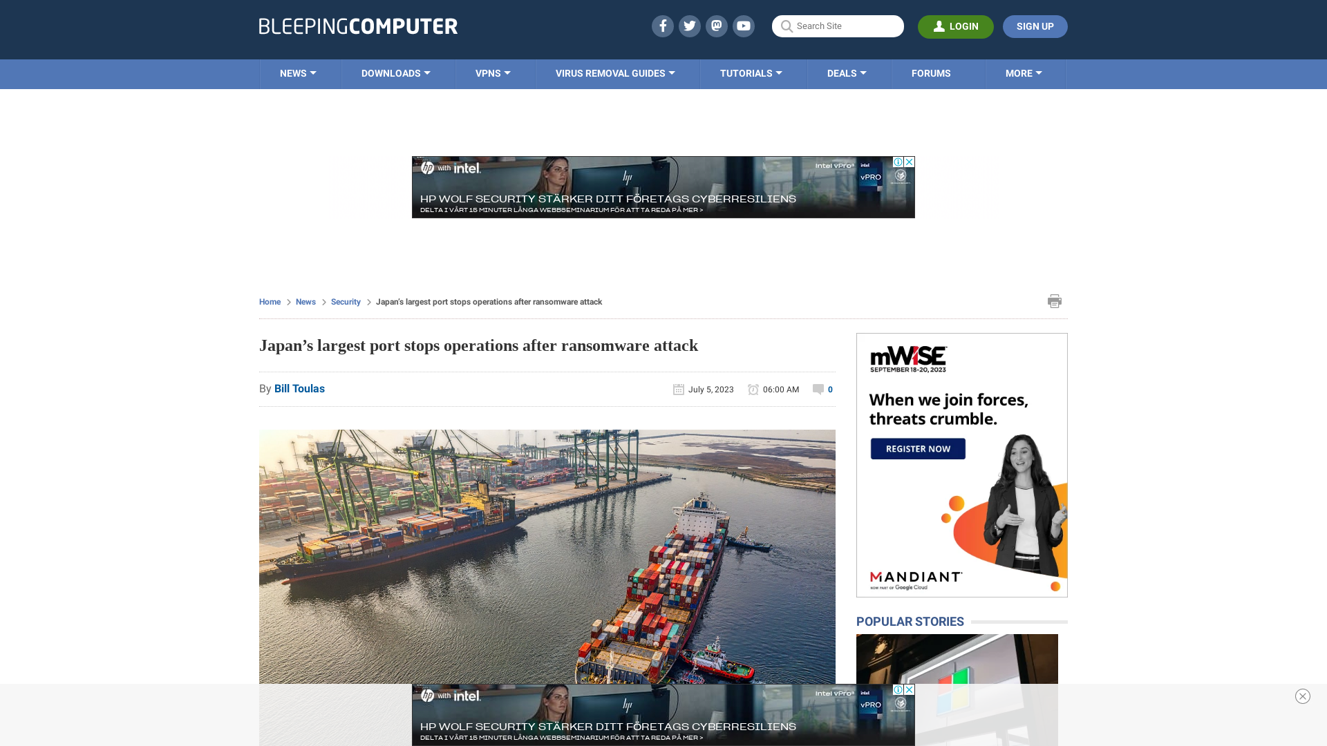 Japan’s largest port stops operations after ransomware attack