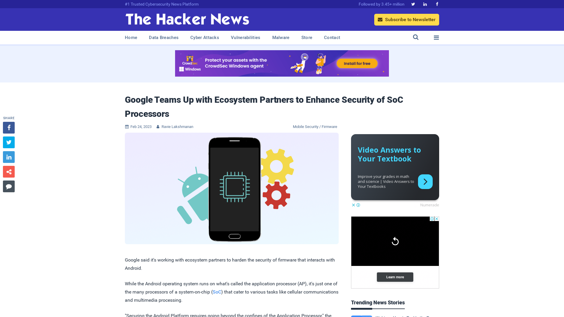 Google Teams Up with Ecosystem Partners to Enhance Security of SoC Processors