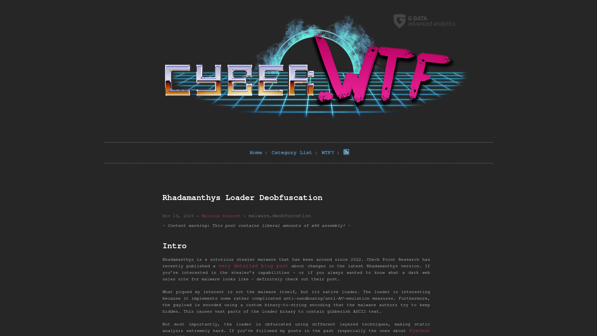 Rhadamanthys Loader Deobfuscation | cyber.wtf