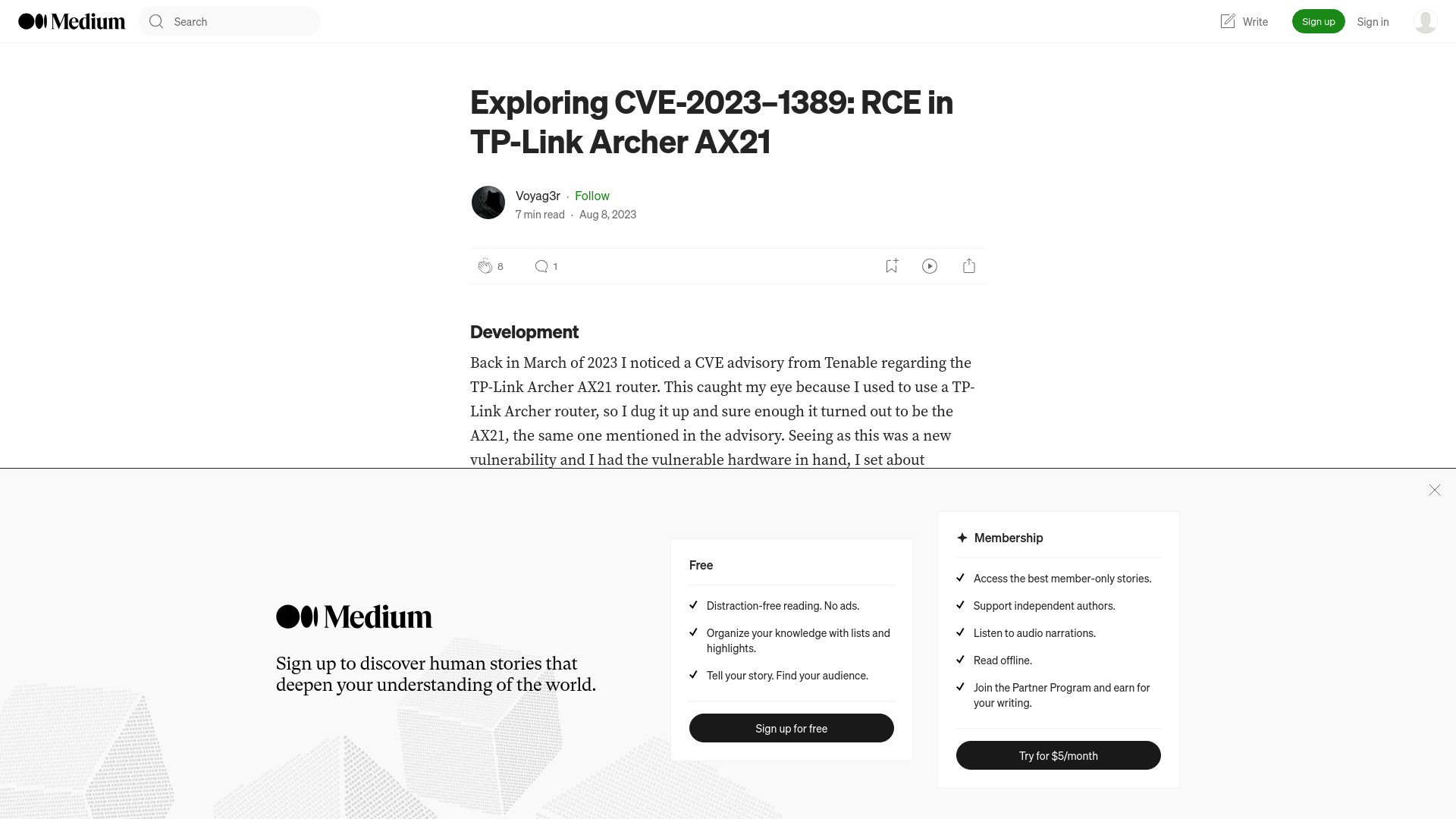 Exploring CVE-2023–1389: RCE in TP-Link Archer AX21 | by Voyag3r | Medium