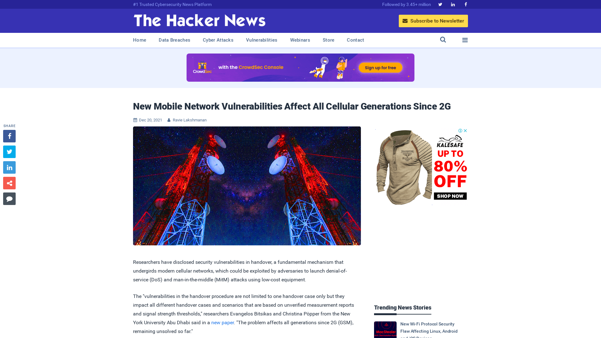 New Mobile Network Vulnerabilities Affect All Cellular Generations Since 2G