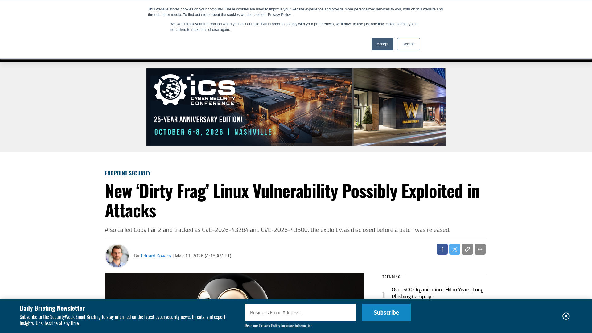 New 'Dirty Frag' Linux Vulnerability Possibly Exploited in Attacks - SecurityWeek