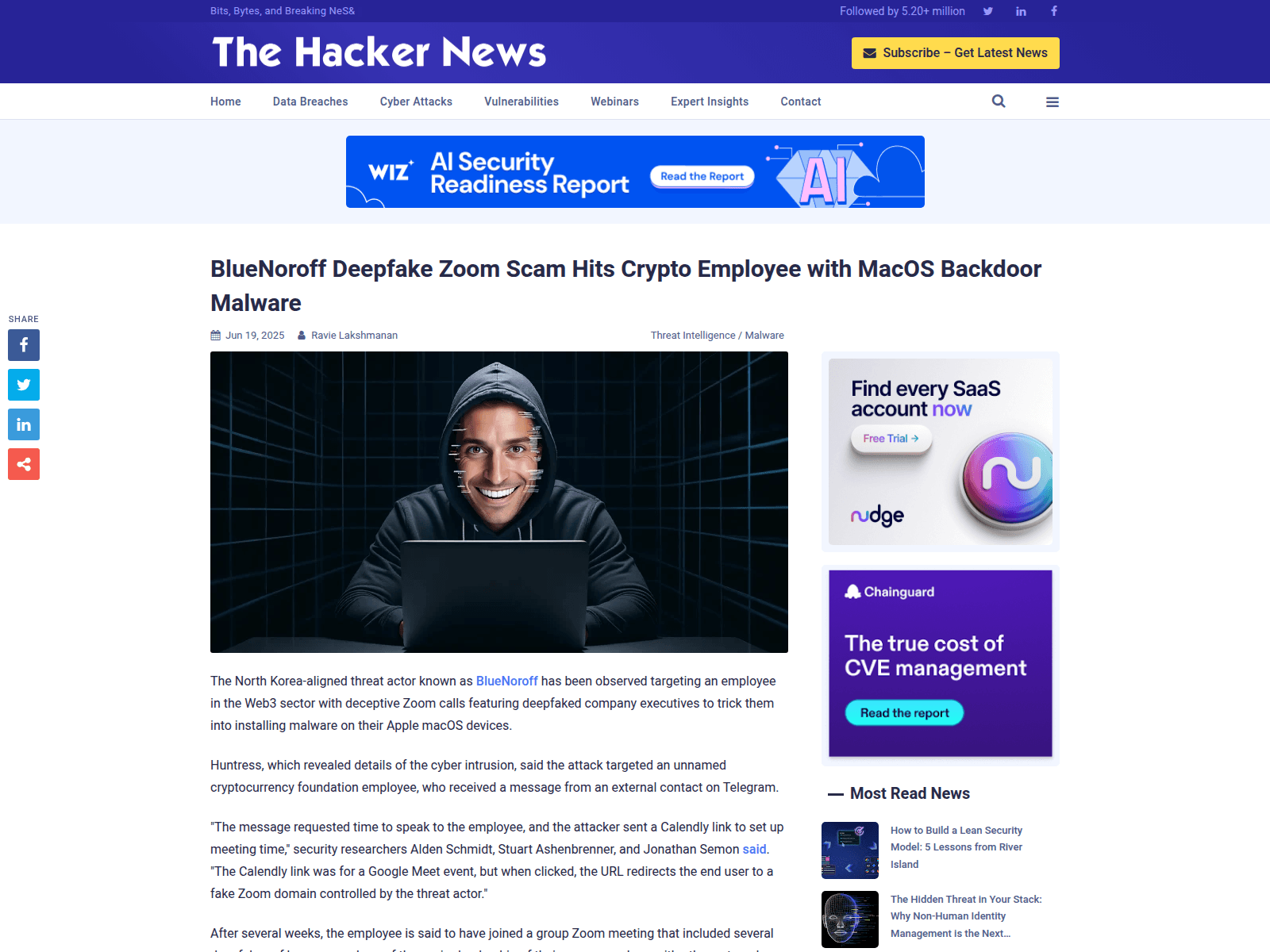 BlueNoroff Deepfake Zoom Scam Hits Crypto Employee with MacOS Backdoor Malware