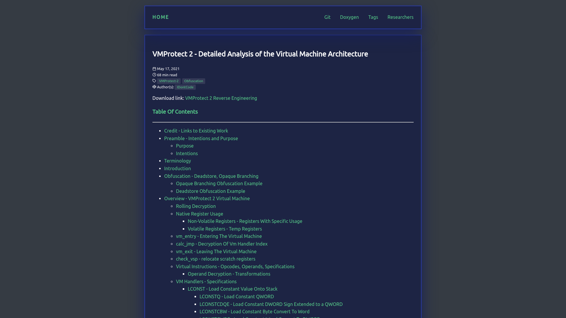 VMProtect 2 - Detailed Analysis of the Virtual Machine Architecture // Back Engineering Blog