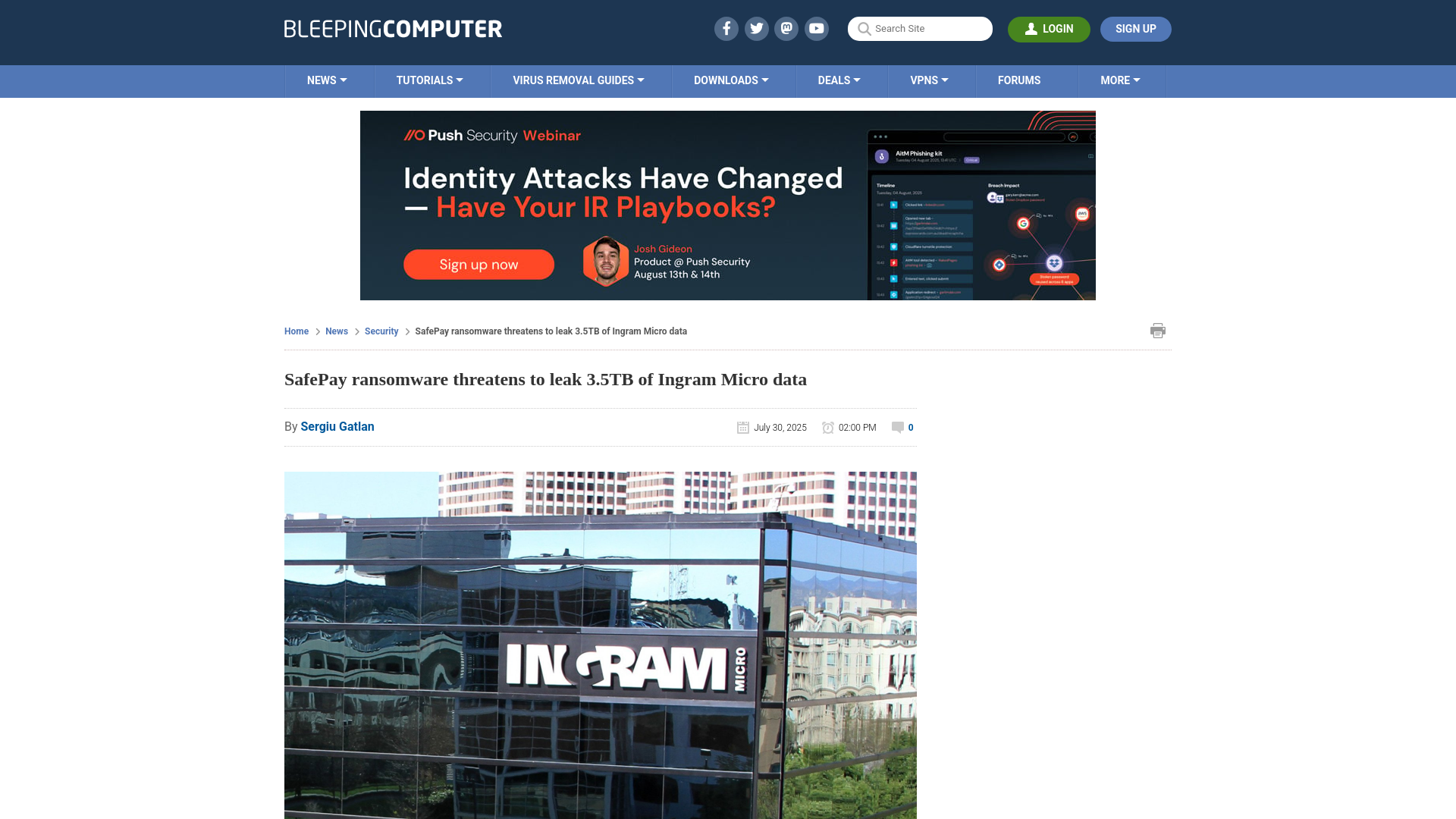 SafePay ransomware threatens to leak 3.5TB of Ingram Micro data