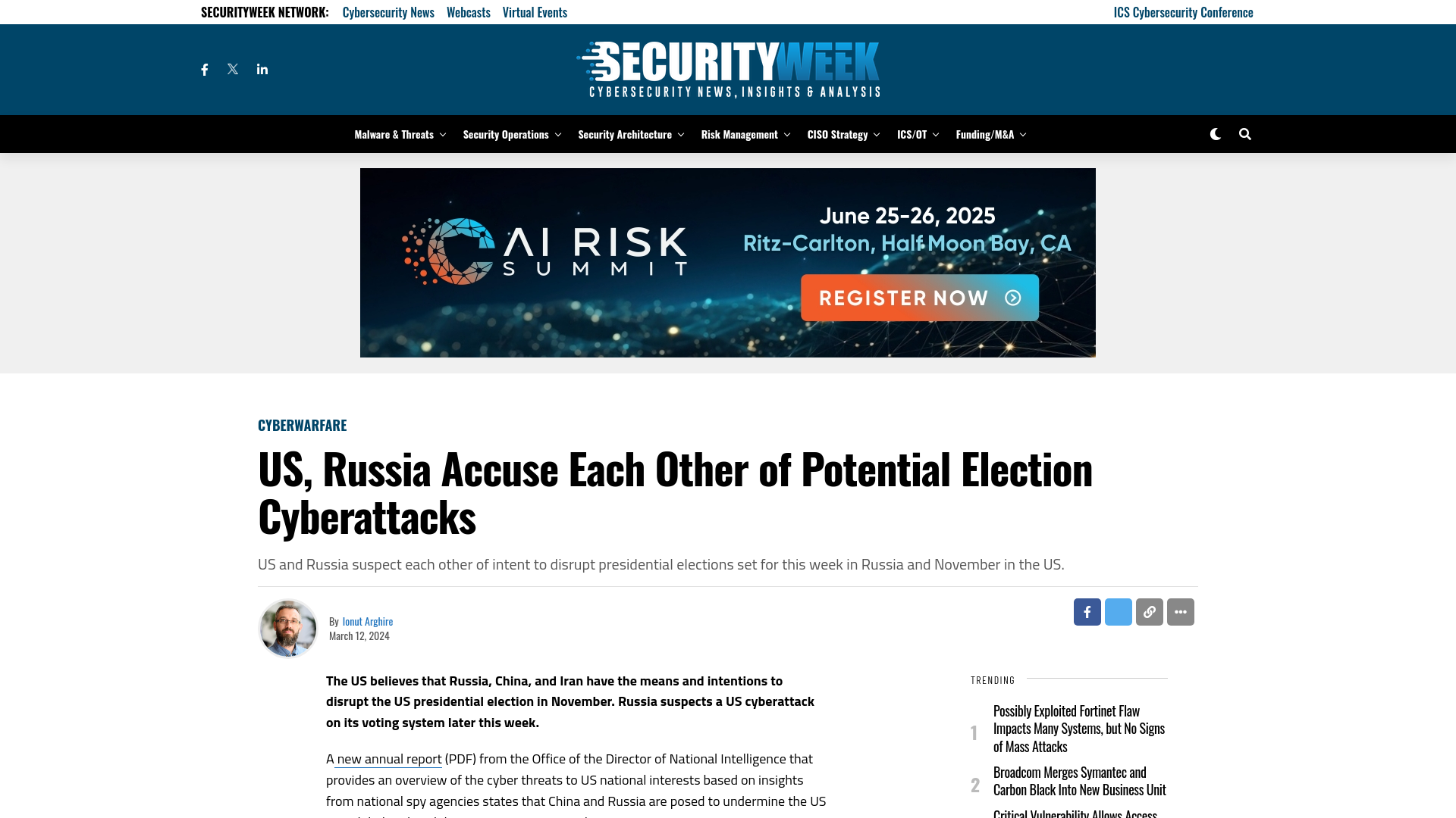 US, Russia Accuse Each Other of Potential Election Cyberattacks - SecurityWeek