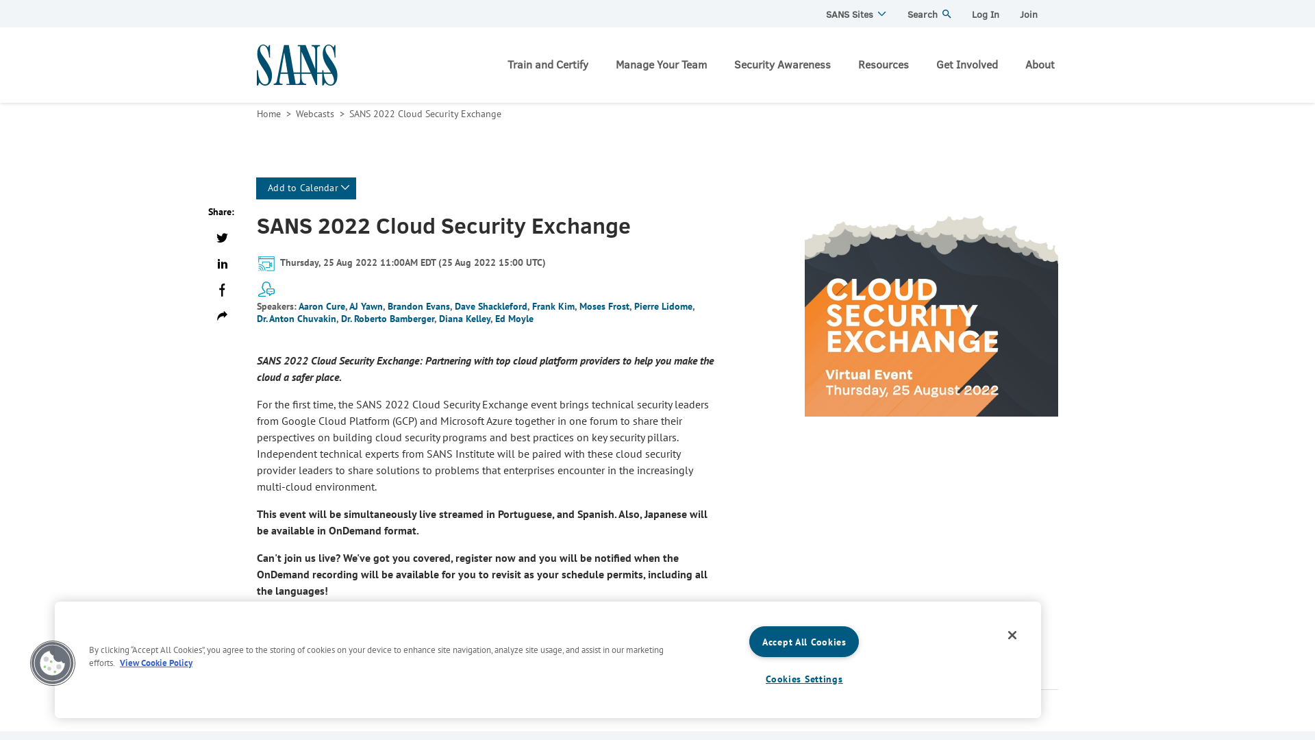 SANS 2022 Cloud Security Exchange
