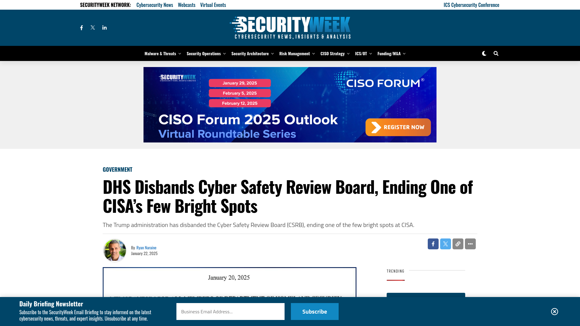 DHS Disbands Cyber Safety Review Board, Ending One of CISA’s Few Bright Spots - SecurityWeek