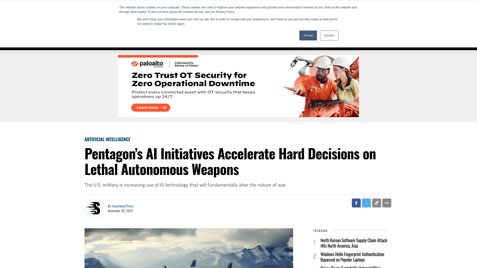 Pentagon’s AI Initiatives Accelerate Hard Decisions on Lethal Autonomous Weapons - SecurityWeek