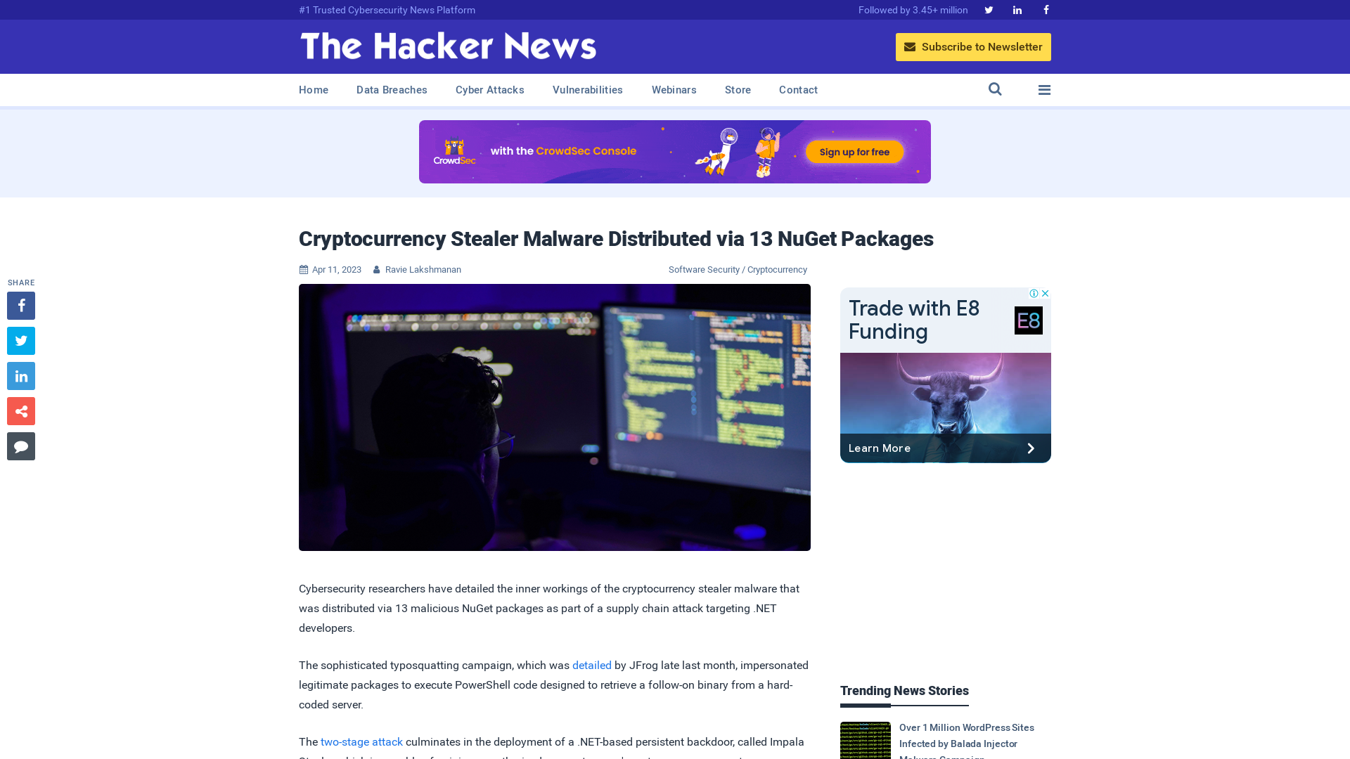 Cryptocurrency Stealer Malware Distributed via 13 NuGet Packages