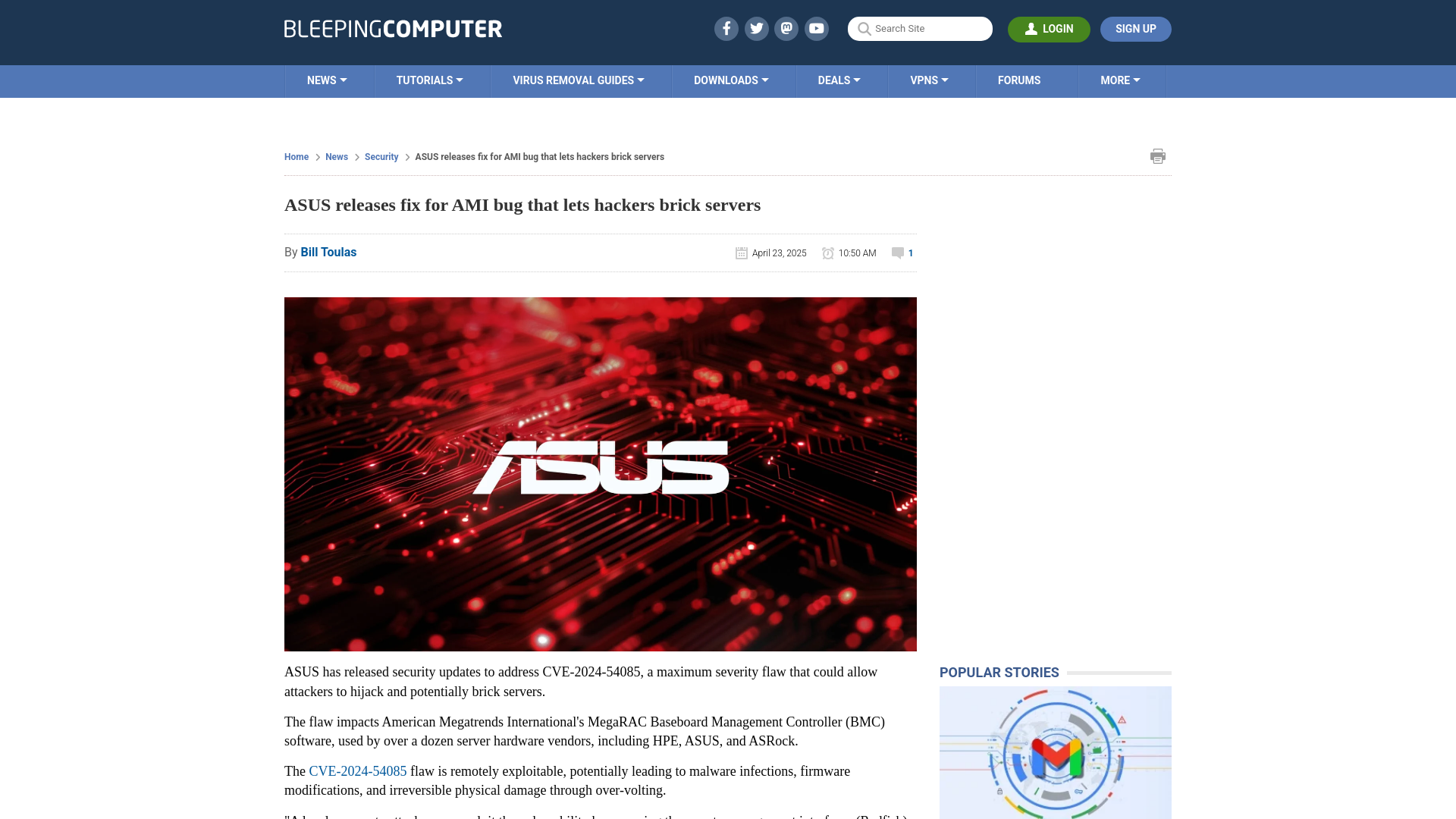 ASUS releases fix for AMI bug that lets hackers brick servers
