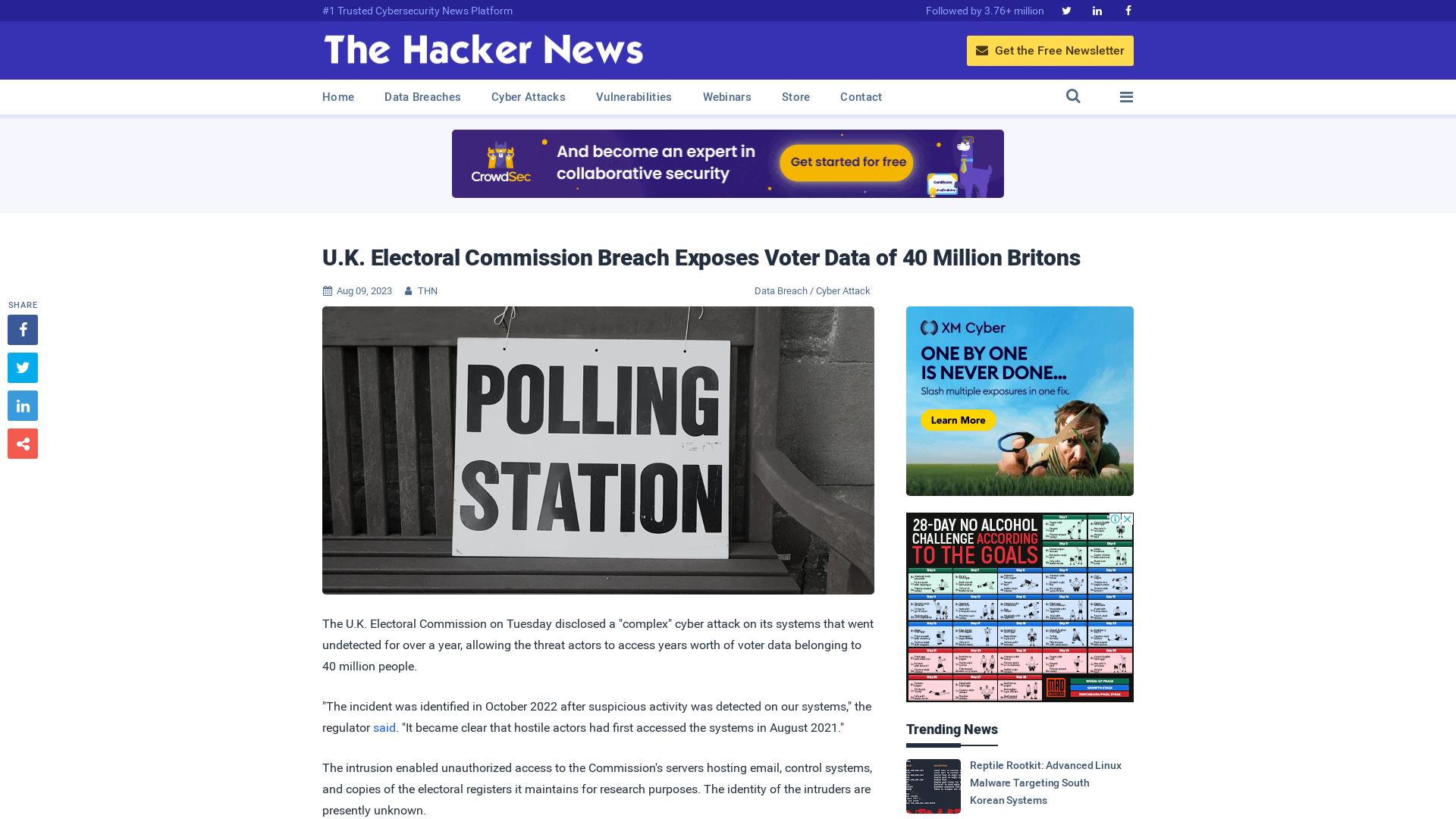 U.K. Electoral Commission Breach Exposes Voter Data of 40 Million Britons